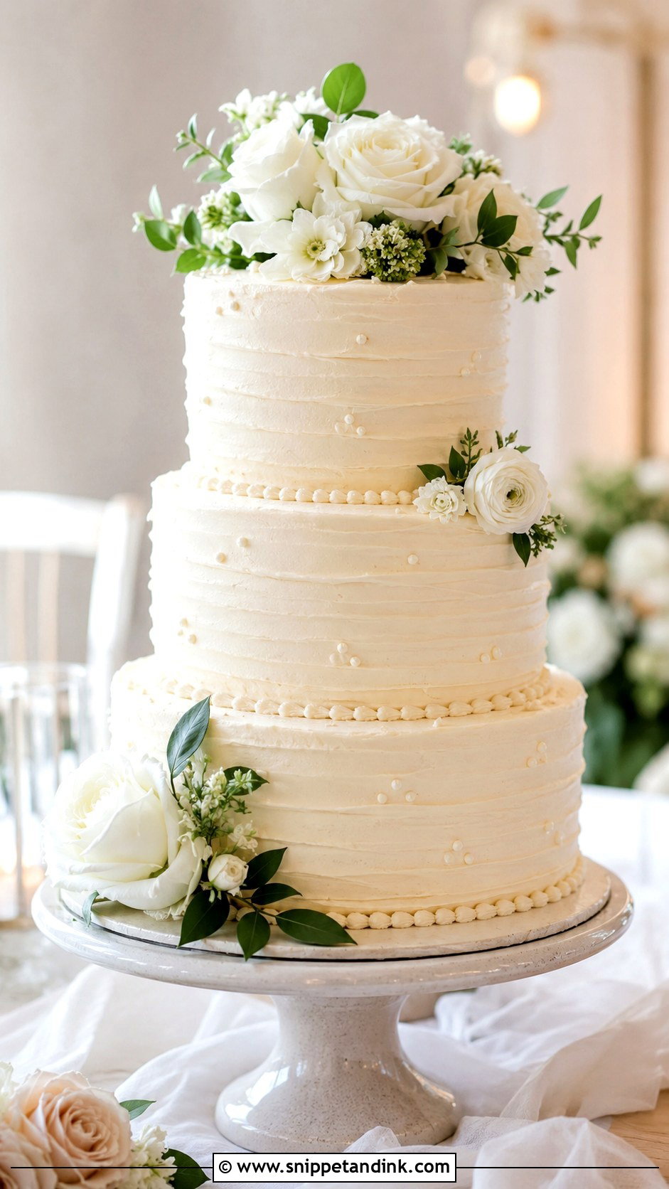 Buttercream Stacked Wedding Cake - Snippet and Ink - 20 Stacking Wedding Cakes Ideas