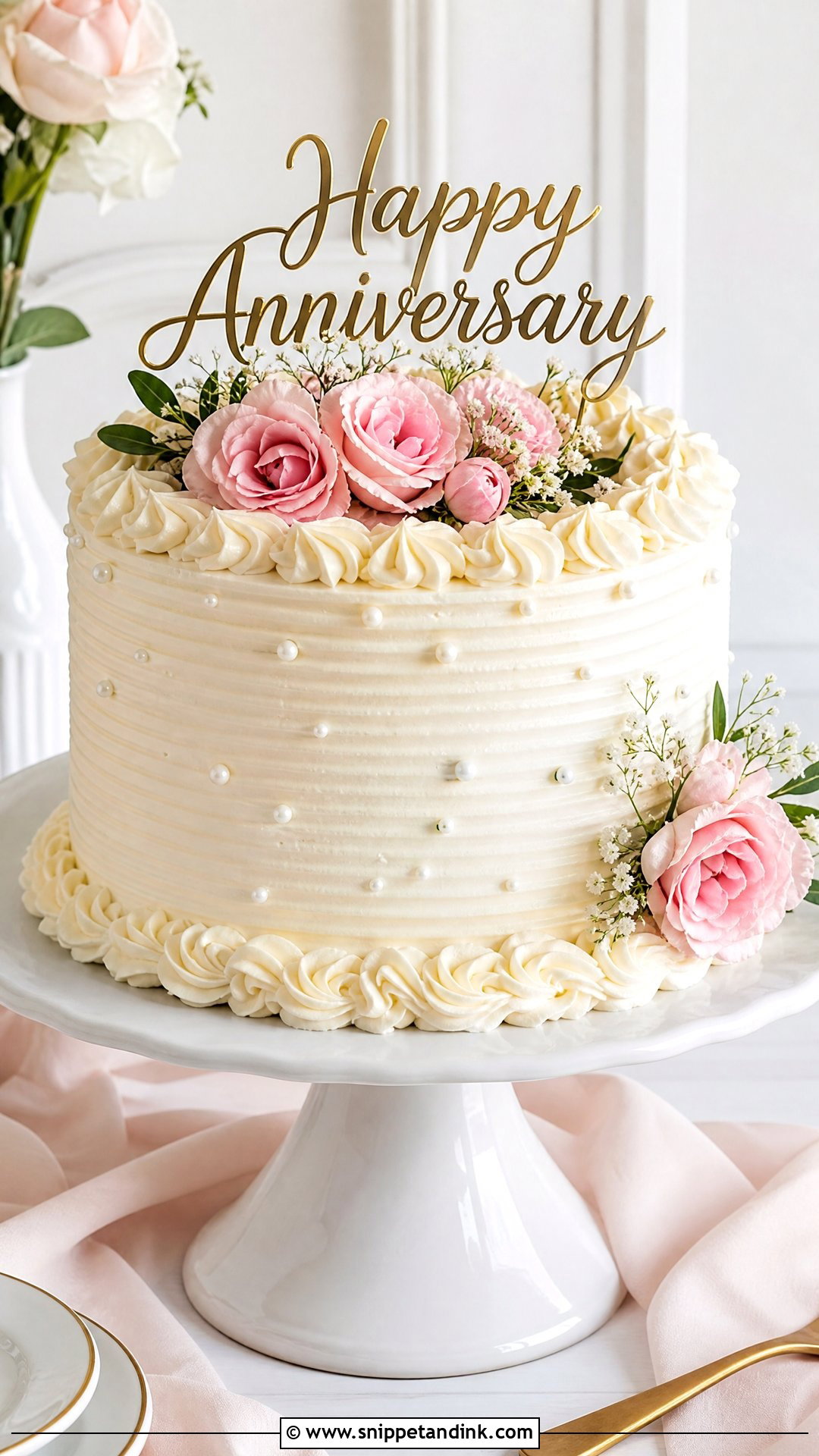 Buttercream Wedding Anniversary Cake - Snippet and Ink - 35 Wedding Anniversary Cake Ideas