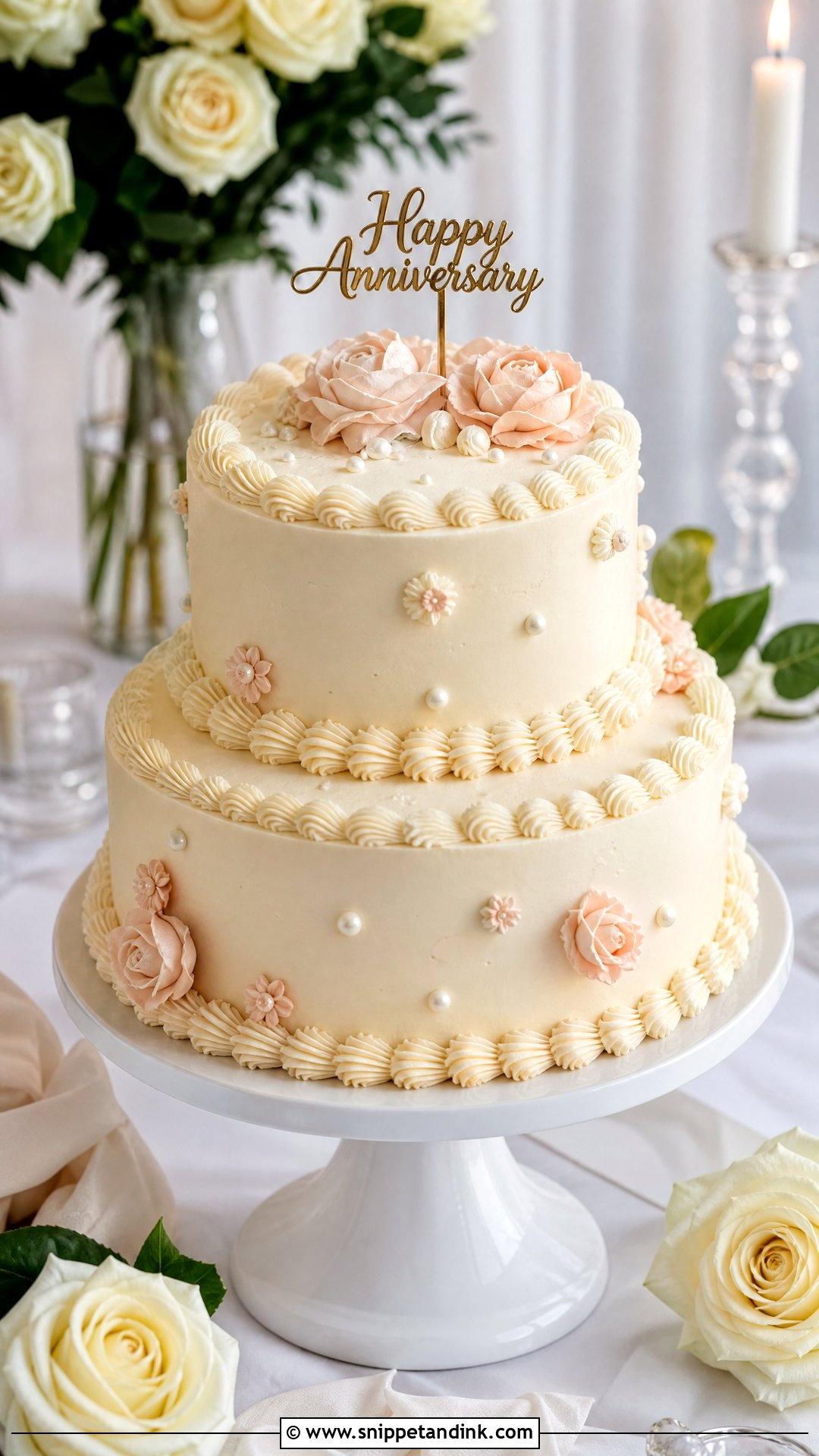 Buttercream Wedding Anniversary Cake - Snippet and Ink - 30 Wedding Anniversary Cake Design Ideas