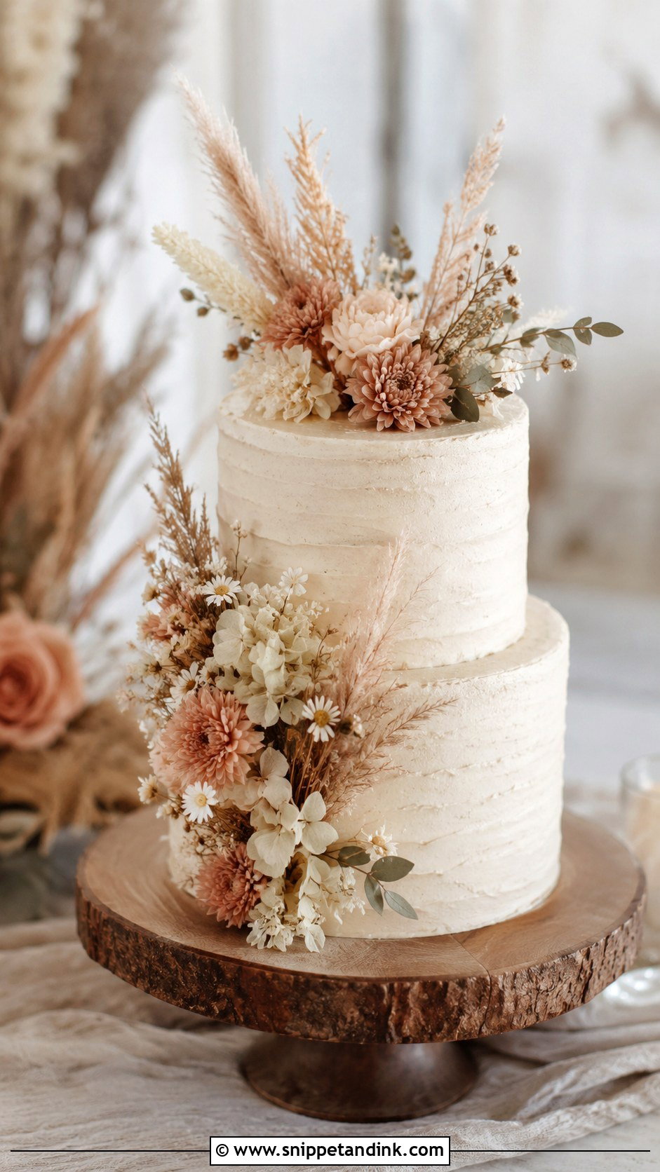 Buttercream Wedding Cake With Dried Flowers - Snippet and Ink - 20 Simple Buttercream Wedding Cake Designs