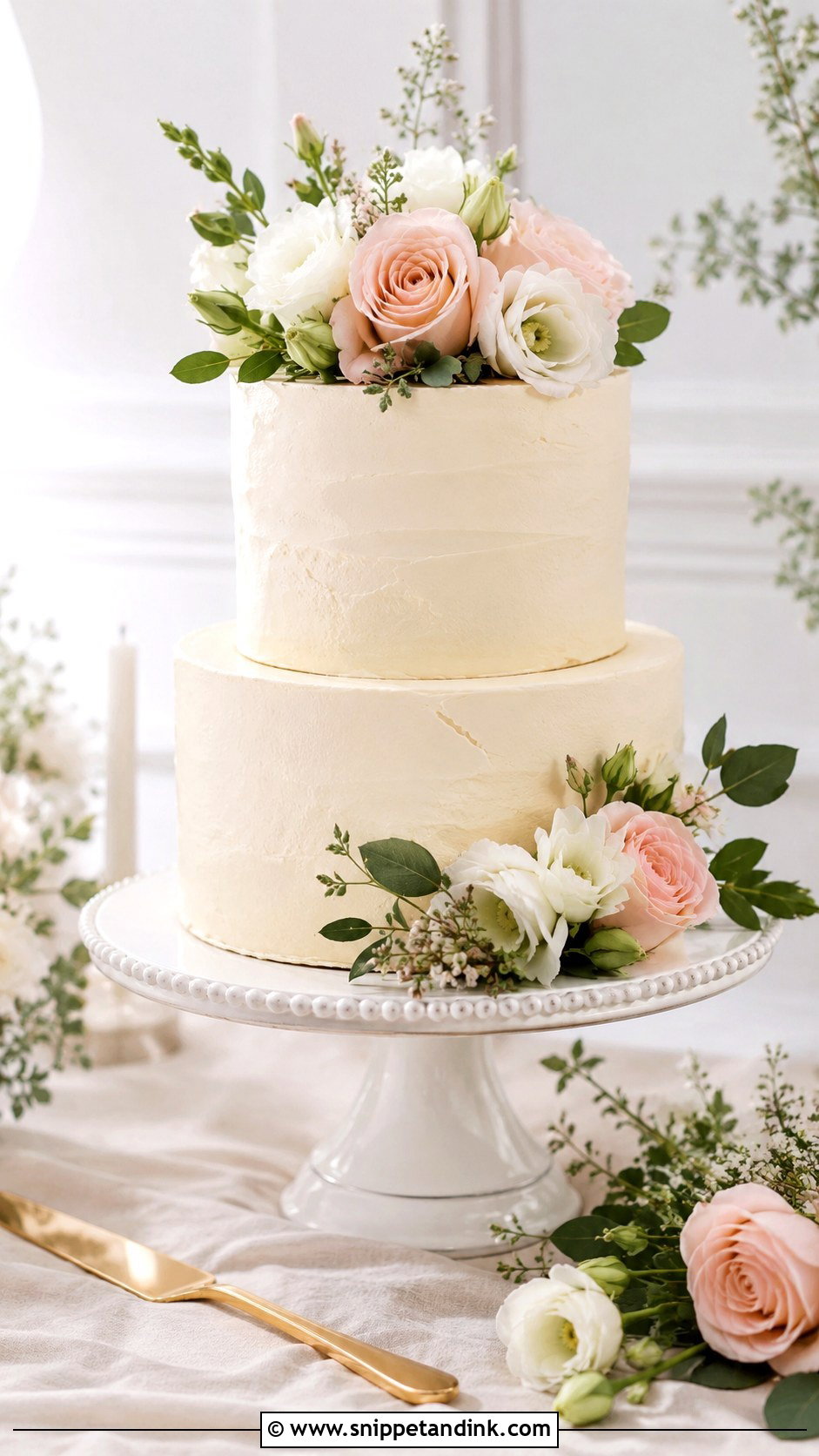 Buttercream Wedding Cake With Flowers - Snippet and Ink - 20 Simple Flower Cake Ideas for Wedding