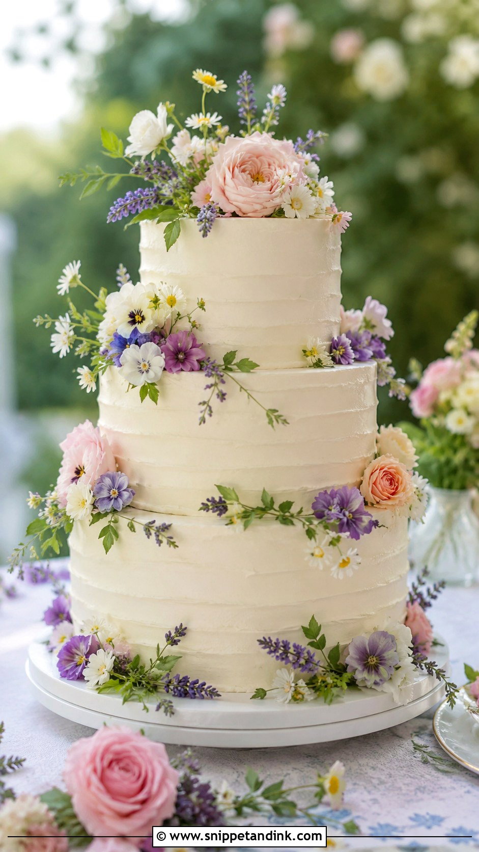 Buttercream Wedding Cake With Fresh Flowers - Snippet and Ink - 20 Cakes with Real Flowers for Wedding