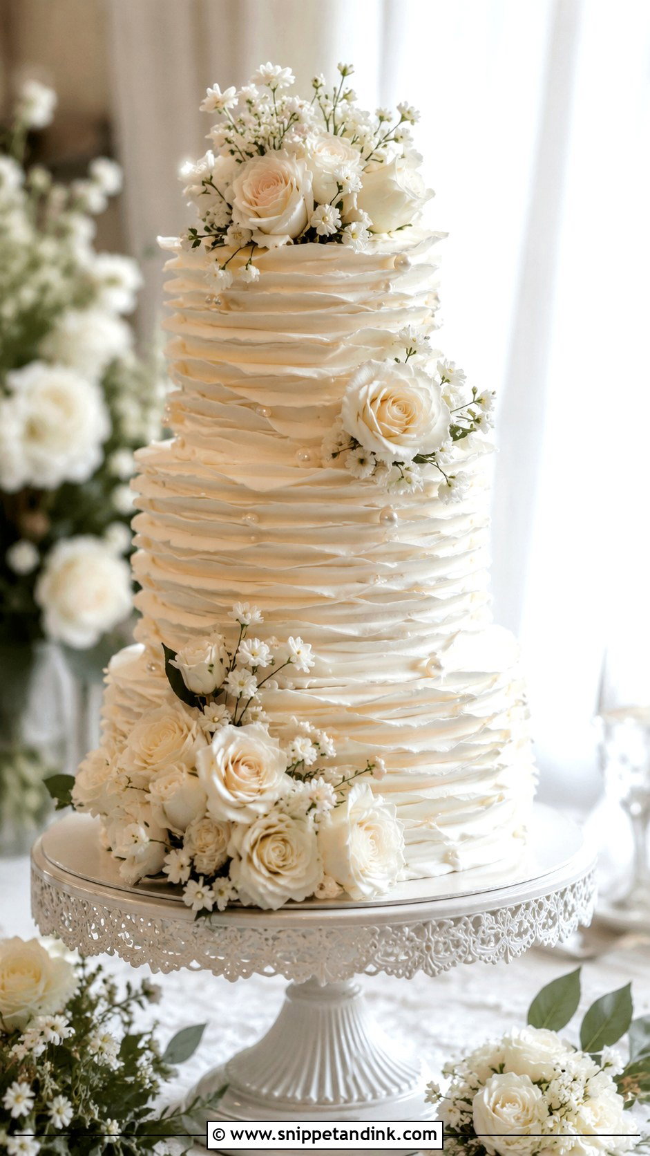 Buttercream Wedding Cake With Horizontal Ridges - Snippet and Ink - 20 Simple Buttercream Wedding Cake Designs