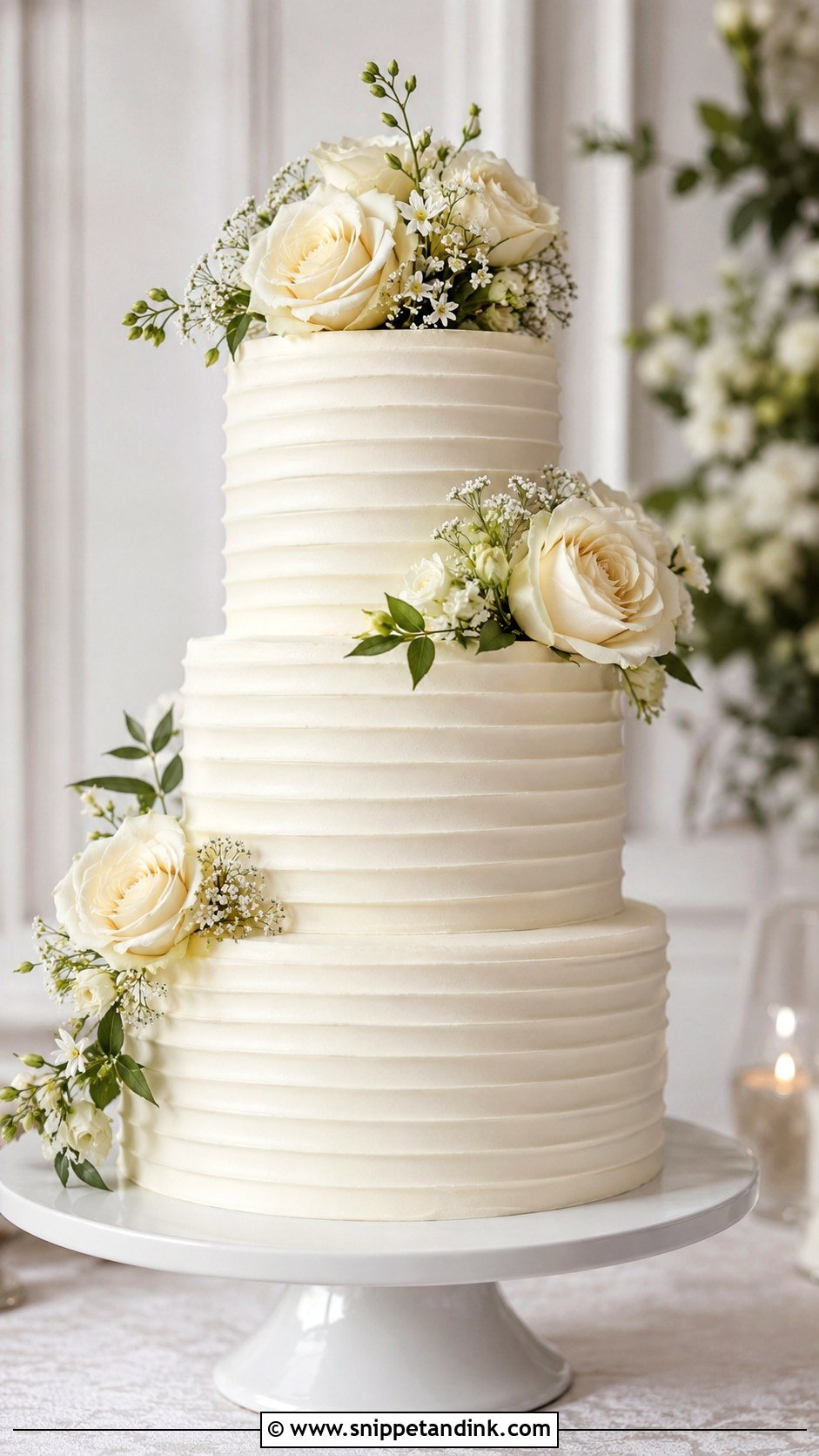 Buttercream Wedding Cake With Ruffle Texture - Snippet and Ink - 20 Simple Buttercream Wedding Cake Designs