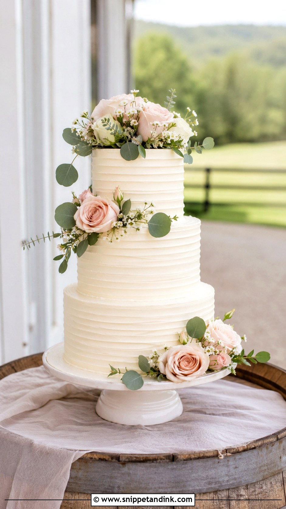 Buttercream Wedding Cake on Barrel - Snippet and Ink - 20 Wedding Cake Ideas on Barrel
