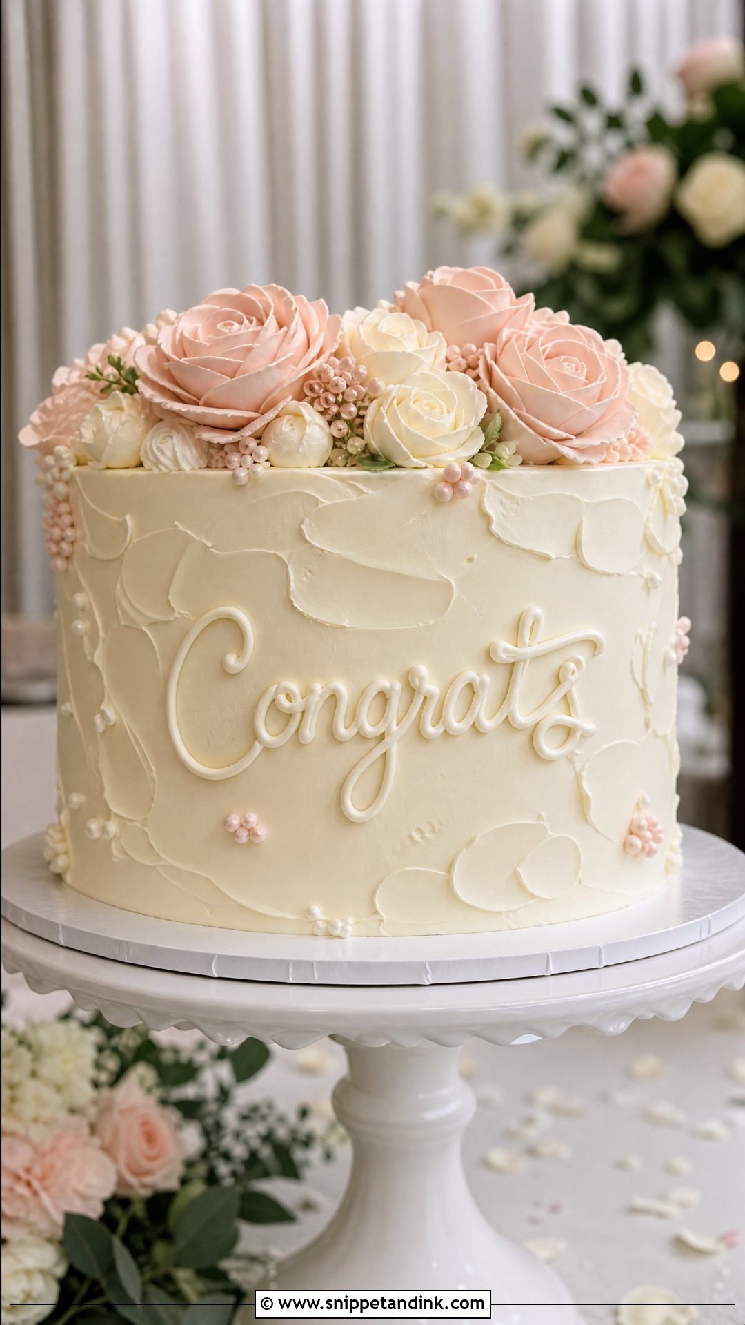Buttercream Wedding Congrats Cake - Snippet and Ink - 30 Congrats Cake Ideas for Wedding