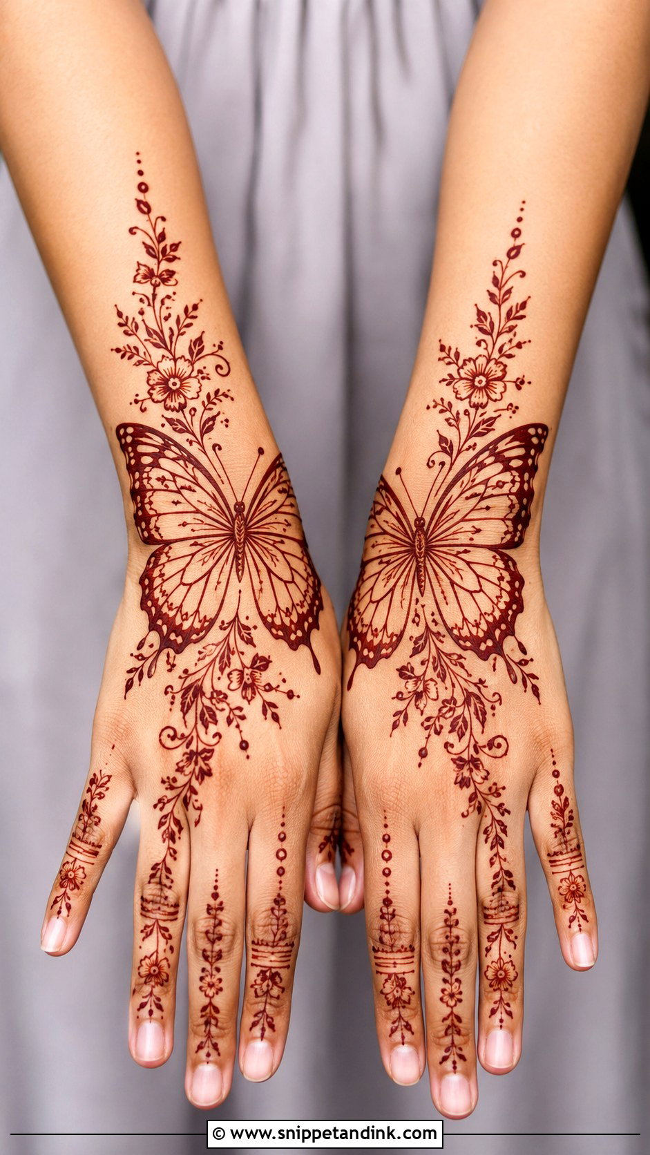 Butterfly Backhand Mehndi Design - Snippet and Ink - 35 Latest Backhand Mehndi Designs