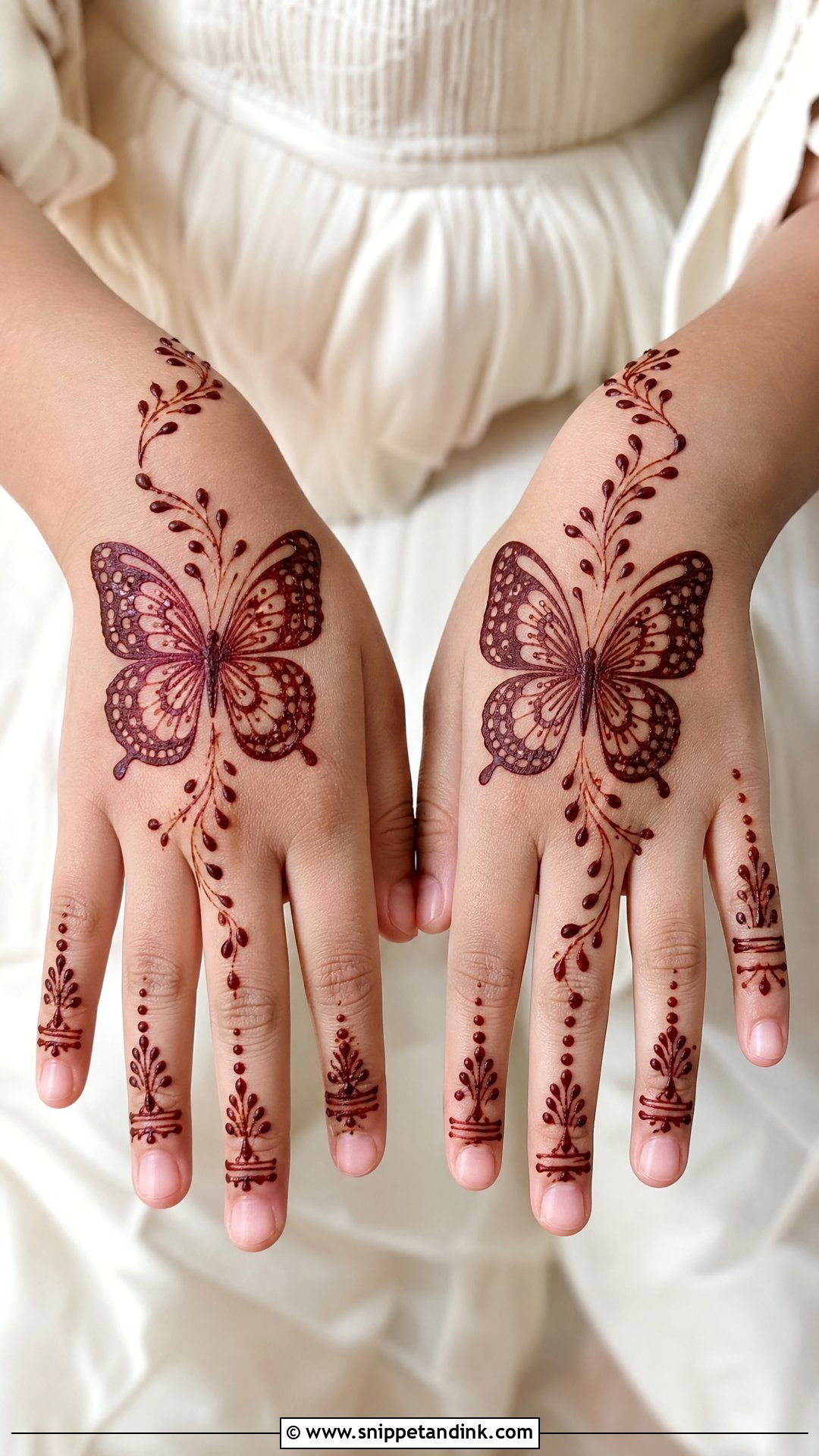 Butterfly Kids Mehndi Design - Snippet and Ink - 25 Small Kids Mehndi Designs