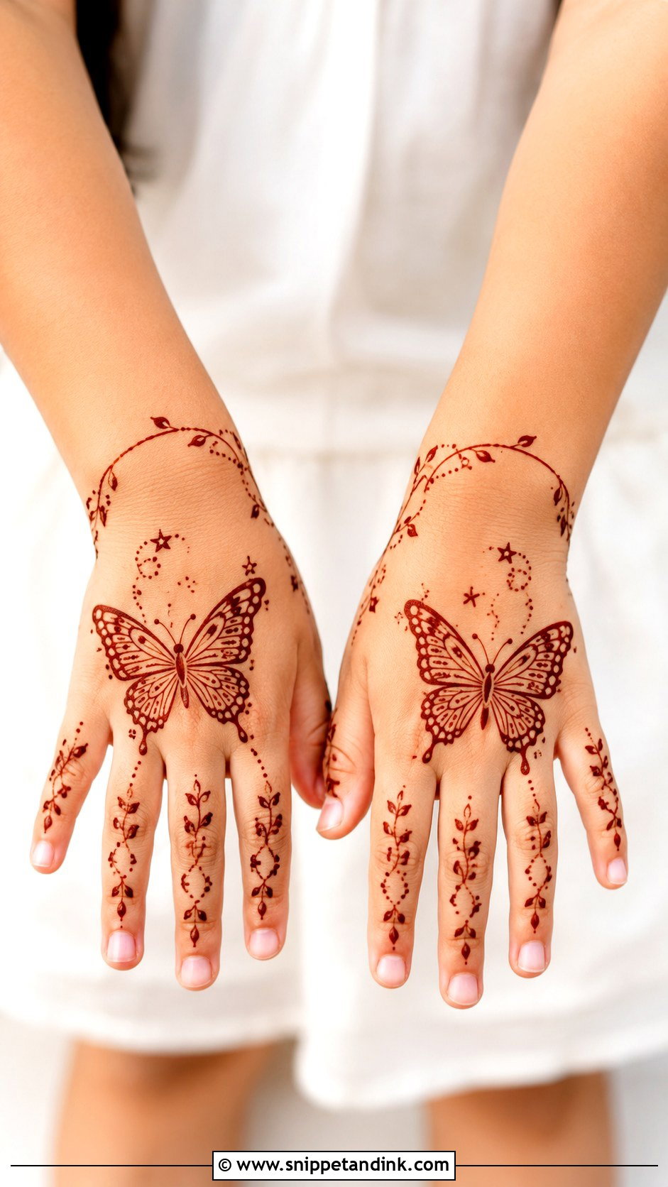 Butterfly Mehndi Design For Kids - Snippet and Ink - 30 Kids Children Mehndi Designs