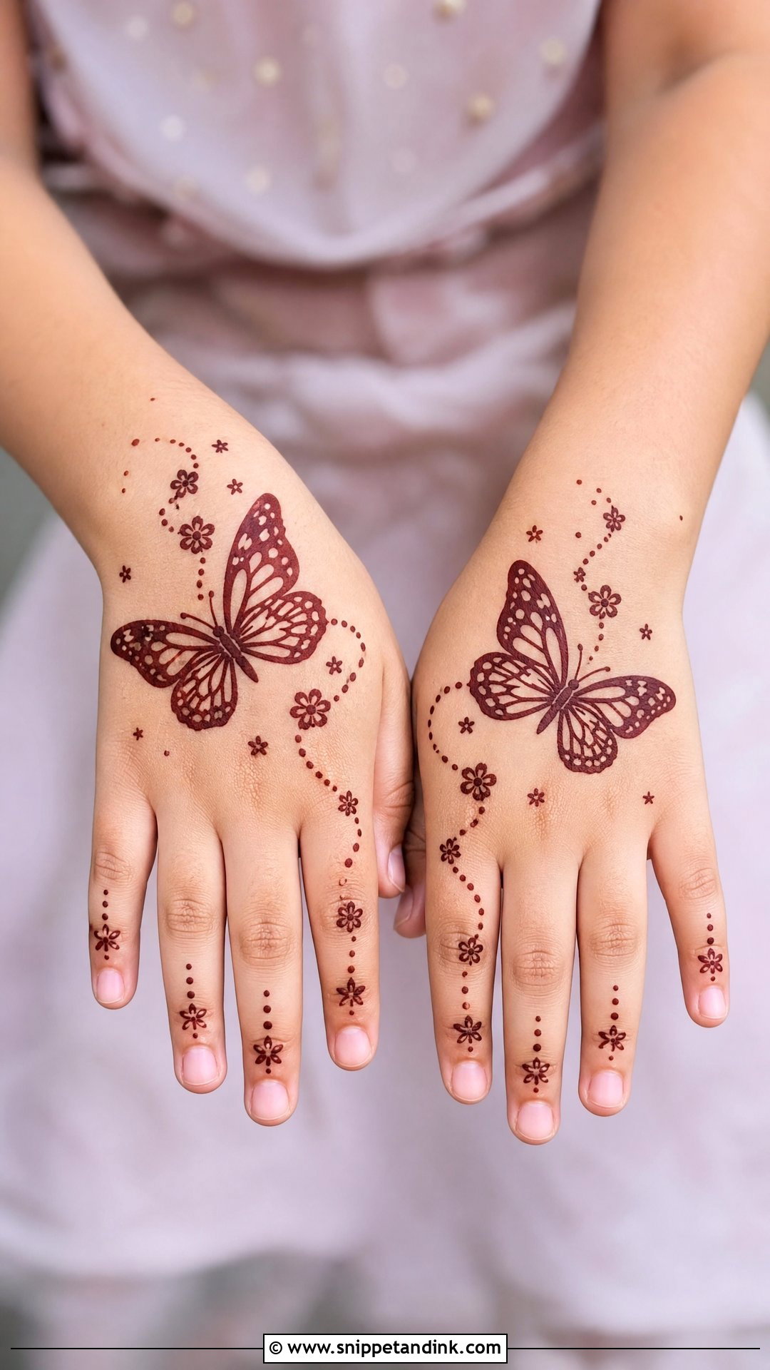 Butterfly Mehndi Design for Children - Snippet and Ink - 30 Mehndi Designs for Children