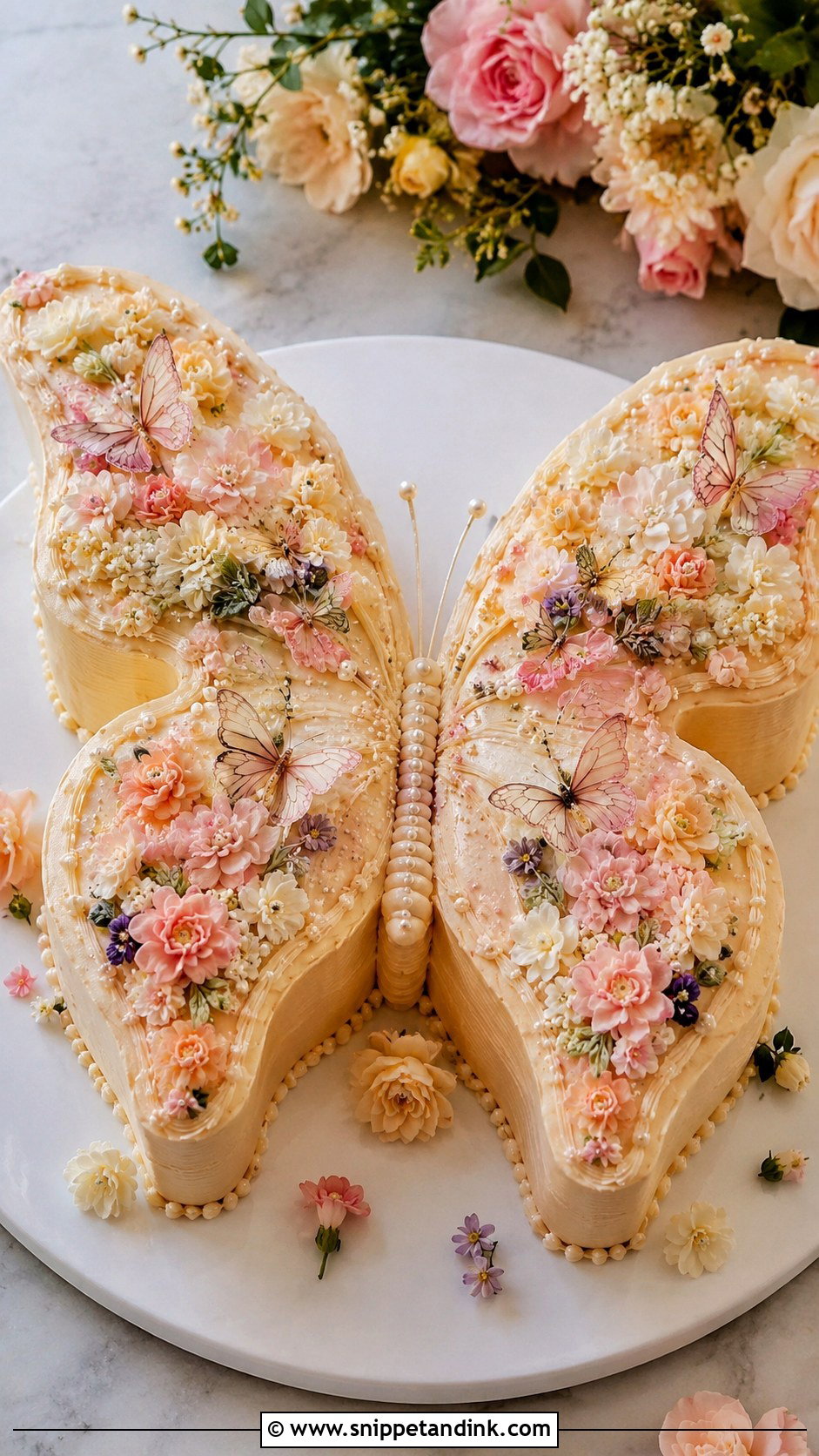 Butterfly Shaped Flower Wedding Cake - Snippet and Ink - 20 Flower Butterfly Cake Ideas for Wedding