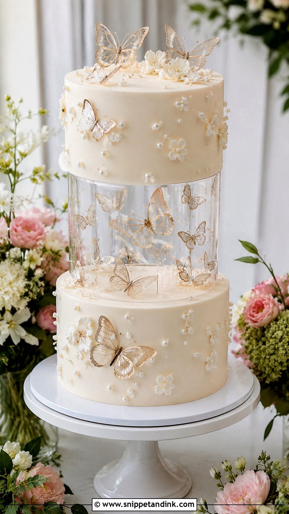 Butterfly Spacer Wedding Cake - Snippet and Ink - 20 Wedding Cake Ideas with Spacers