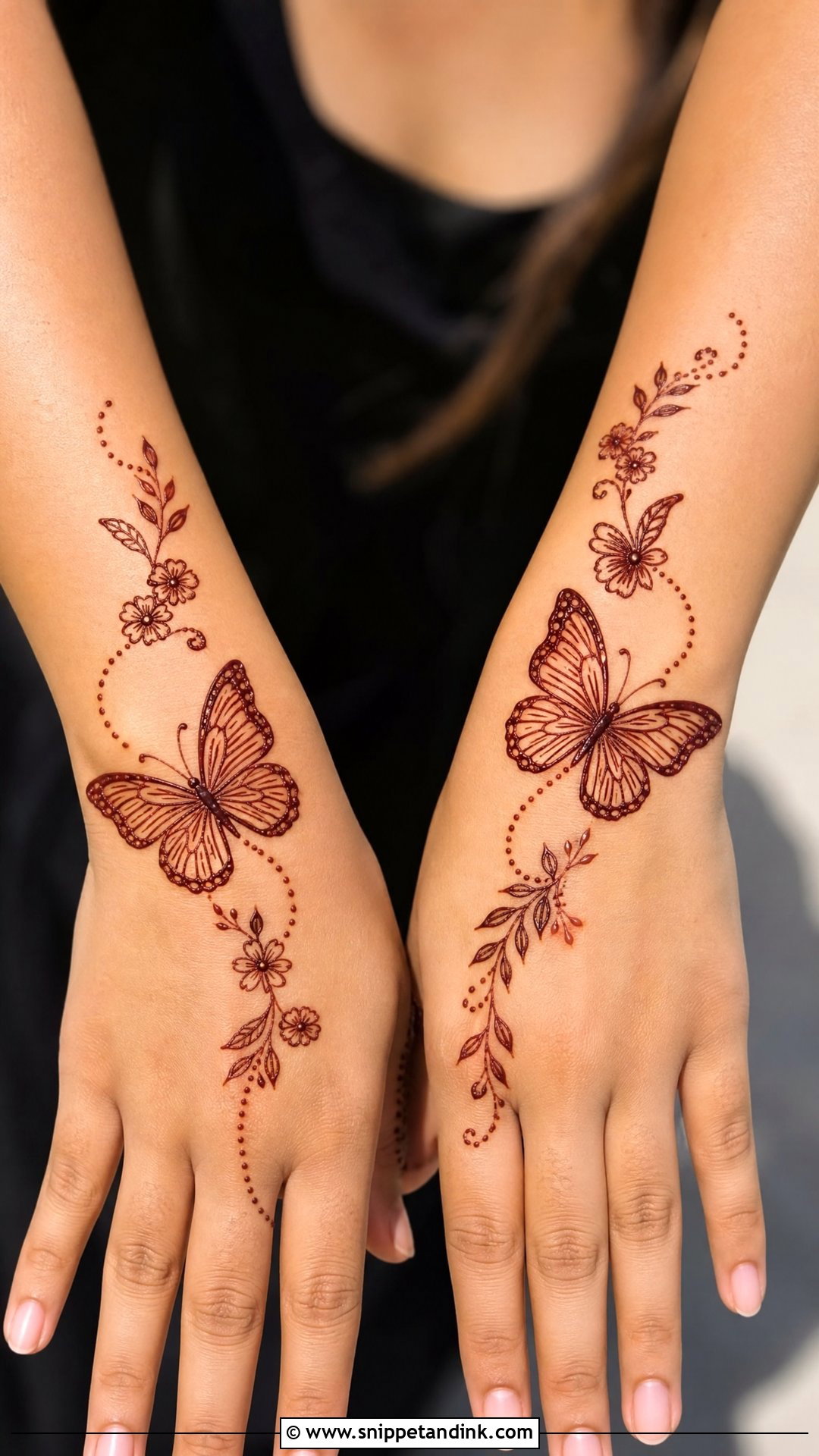 Butterfly Tattoo Mehndi Design - Snippet and Ink - 30 Unique Tattoo Mehndi Designs
