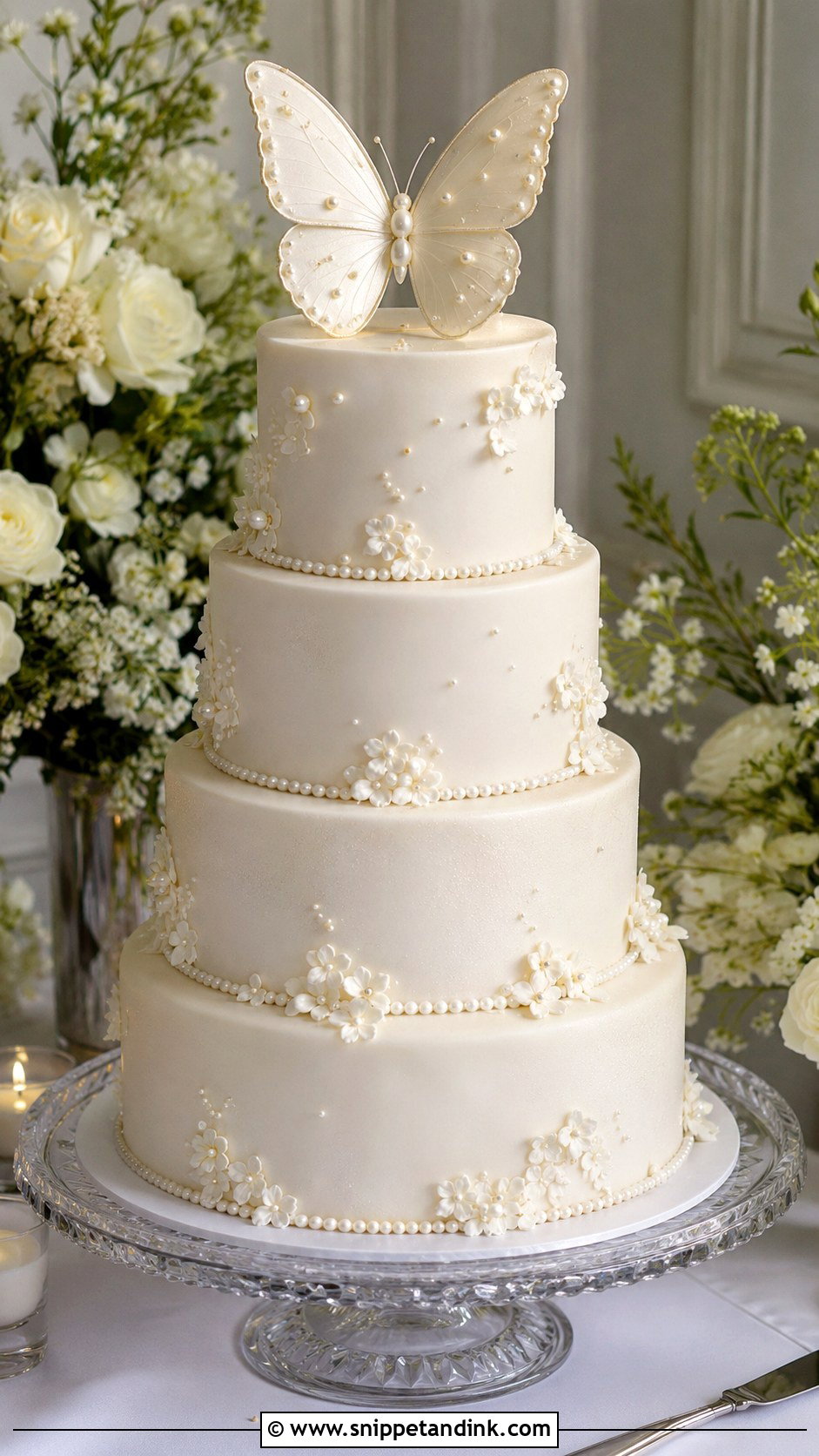 Butterfly Wedding Cake With Butterfly Topper - Snippet and Ink - 20 Butterfly Cake Ideas for Wedding