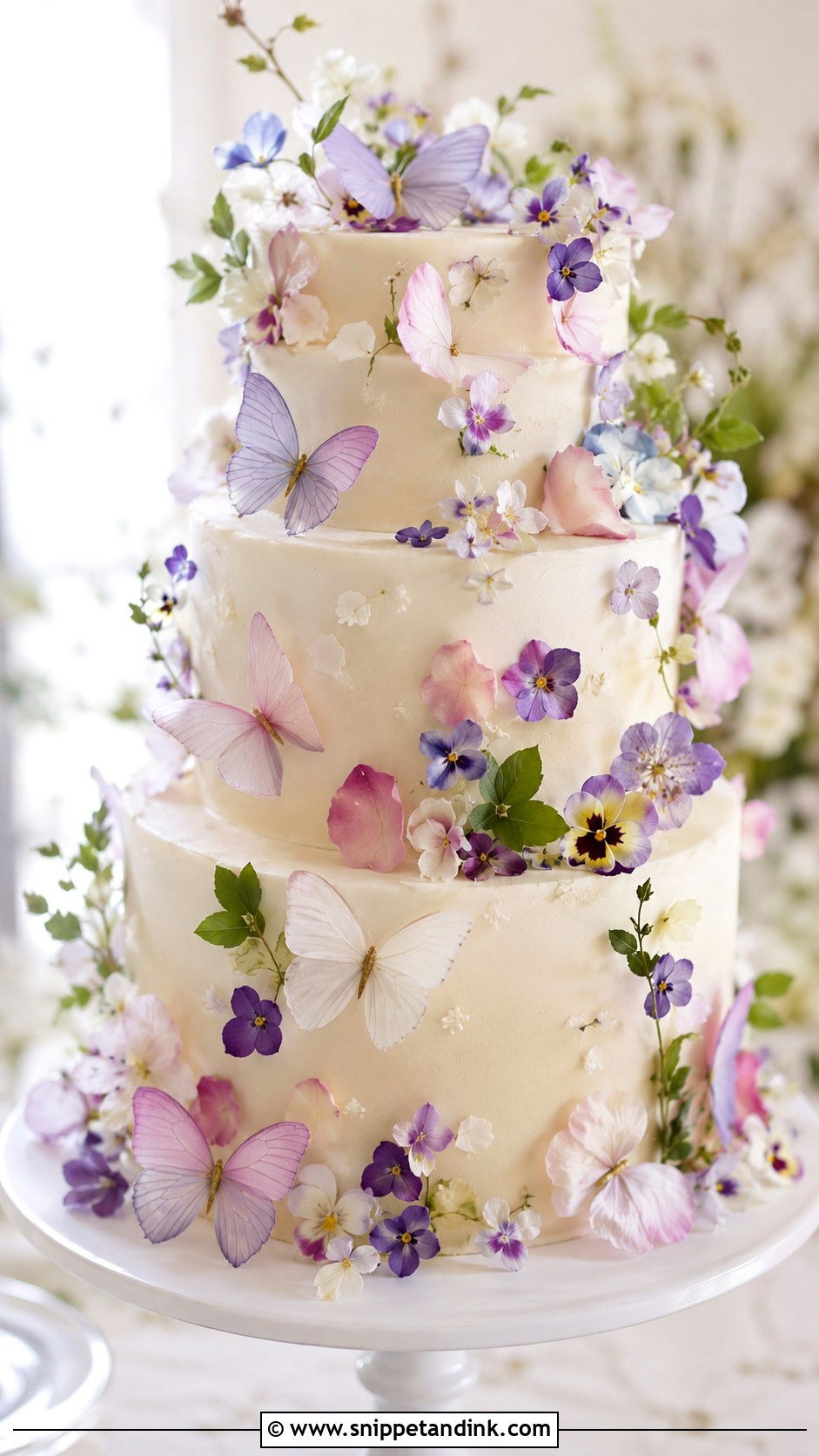 Butterfly Wedding Cake With Edible Flowers - Snippet and Ink - 20 Cake Ideas with Butterfly for Wedding
