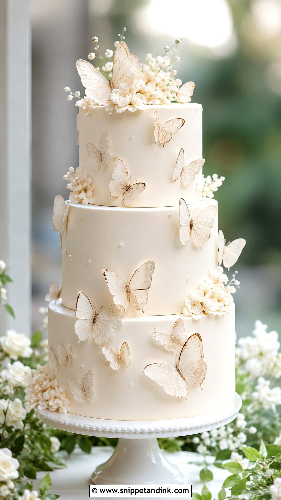 Butterfly Wedding Cake With Edible Wafer Paper - Snippet and Ink - 20 Cake Ideas with Butterfly Decorations for Wedding