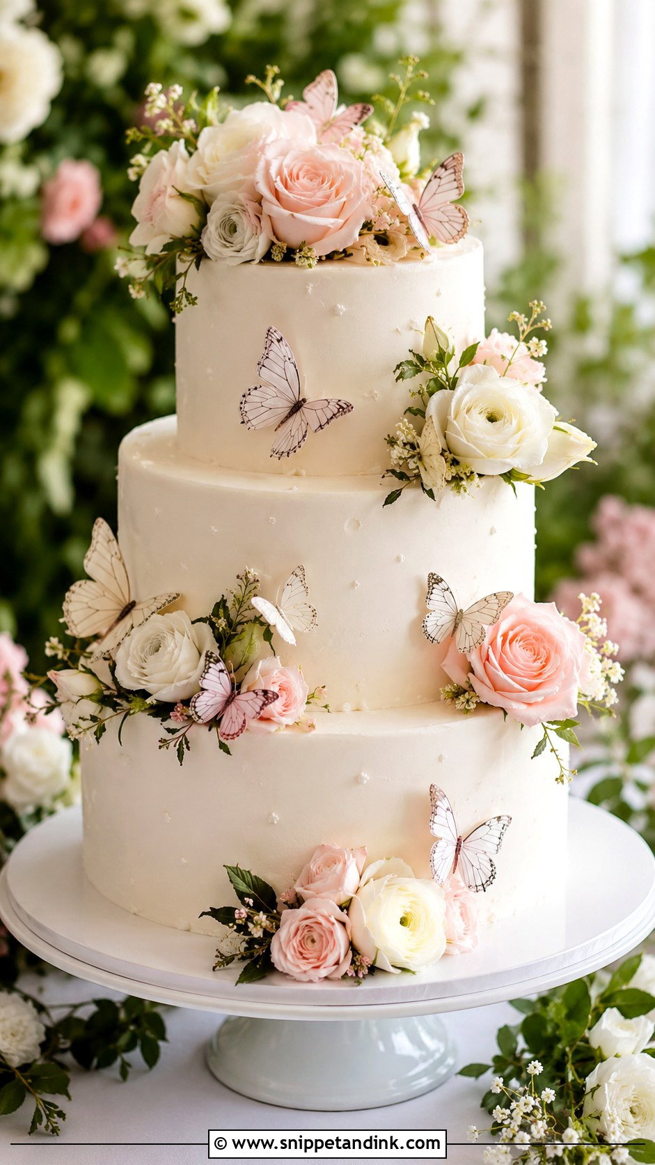 Butterfly Wedding Cake With Flowers - Snippet and Ink - 20 Cake Ideas with Butterfly Decorations for Wedding