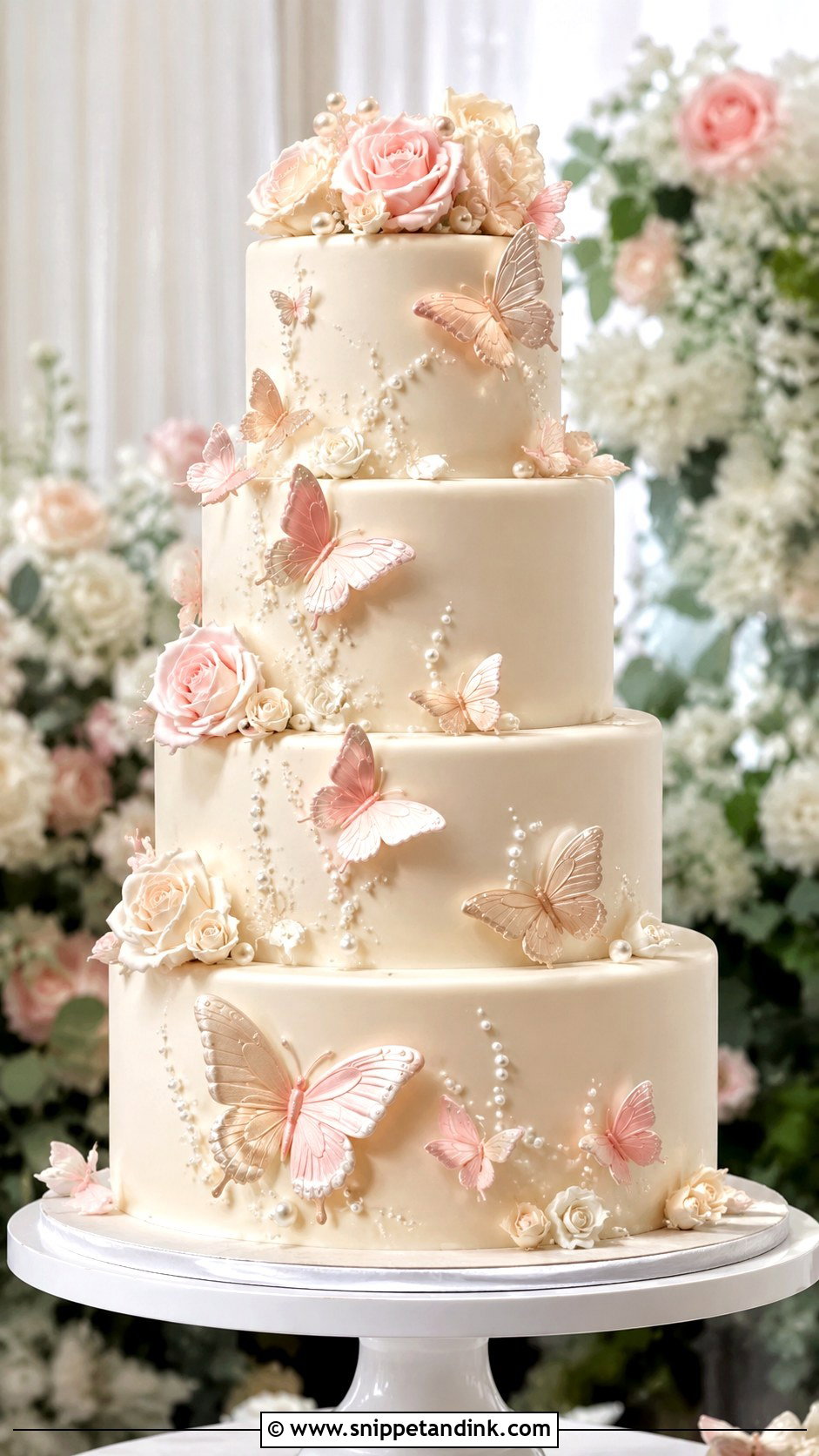 Butterfly Wedding Cake With Fondant Butterflies - Snippet and Ink - 20 Cake Ideas with Butterfly Decorations for Wedding