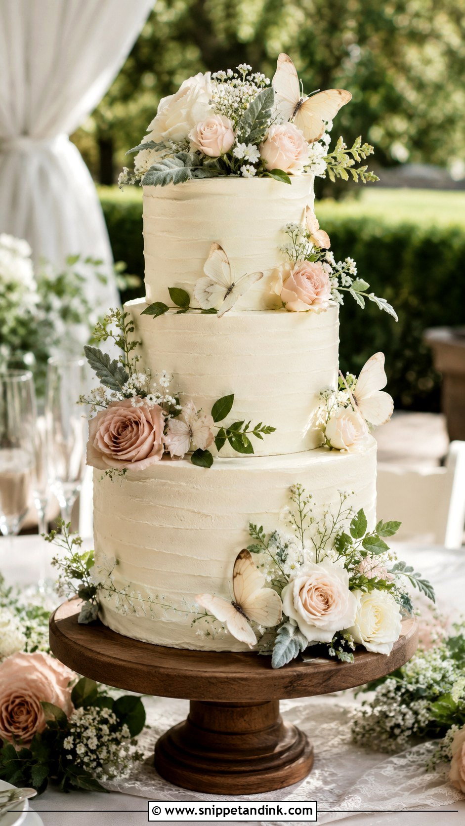 Butterfly Wedding Cake With Garden Theme - Snippet and Ink - 20 Butterfly Cake Ideas for Wedding