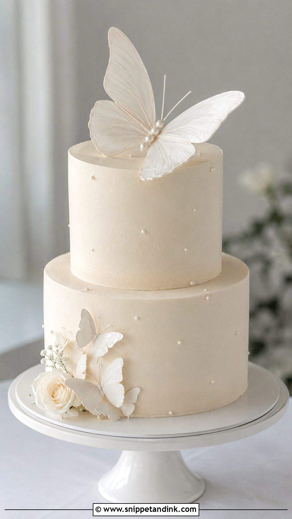 Butterfly Wedding Cake With Minimal Decor - Snippet and Ink - 20 Cake Ideas with Butterfly Decorations for Wedding