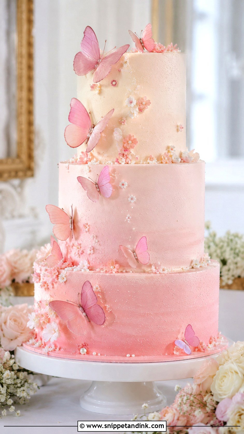 Butterfly Wedding Cake With Ombre Tiers - Snippet and Ink - 20 Cake Ideas with Butterfly Decorations for Wedding