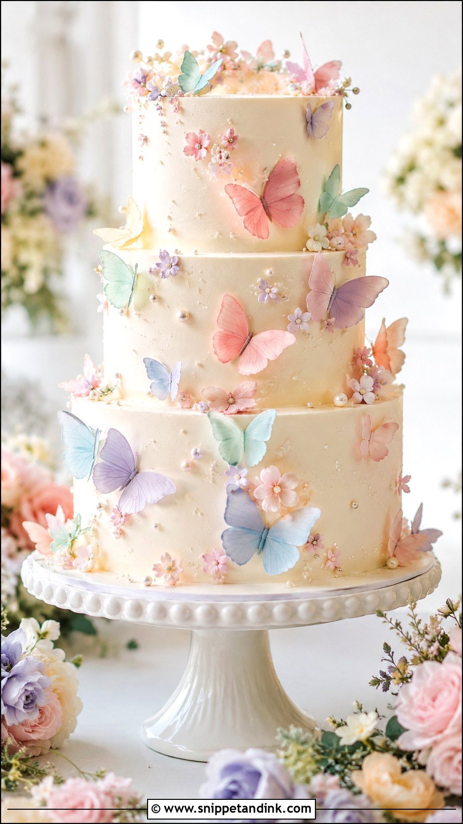 Butterfly Wedding Cake With Pastel Colors - Snippet and Ink - 20 Cake Ideas with Butterfly Decorations for Wedding