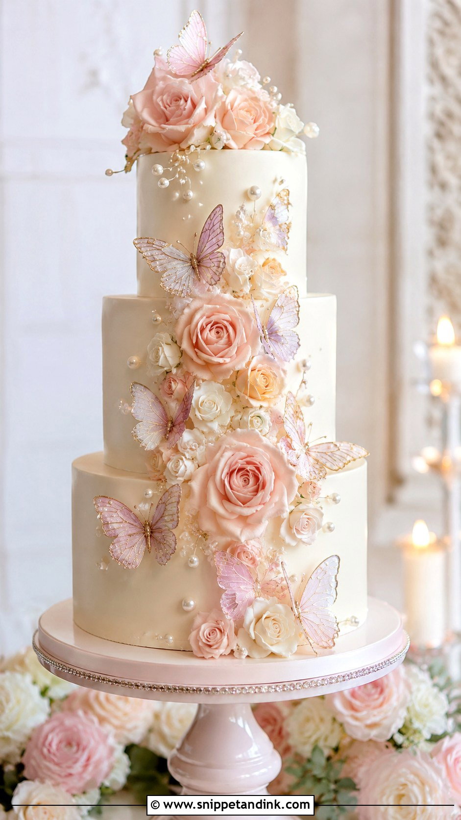 Butterfly Wedding Cake With Roses - Snippet and Ink - 20 Cake Ideas with Butterfly Decorations for Wedding