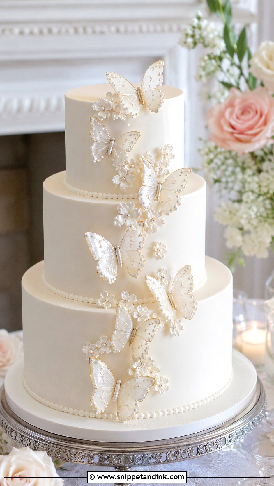 Butterfly Wedding Cake With Sugar Butterflies - Snippet and Ink - 20 Butterfly Cake Ideas for Wedding