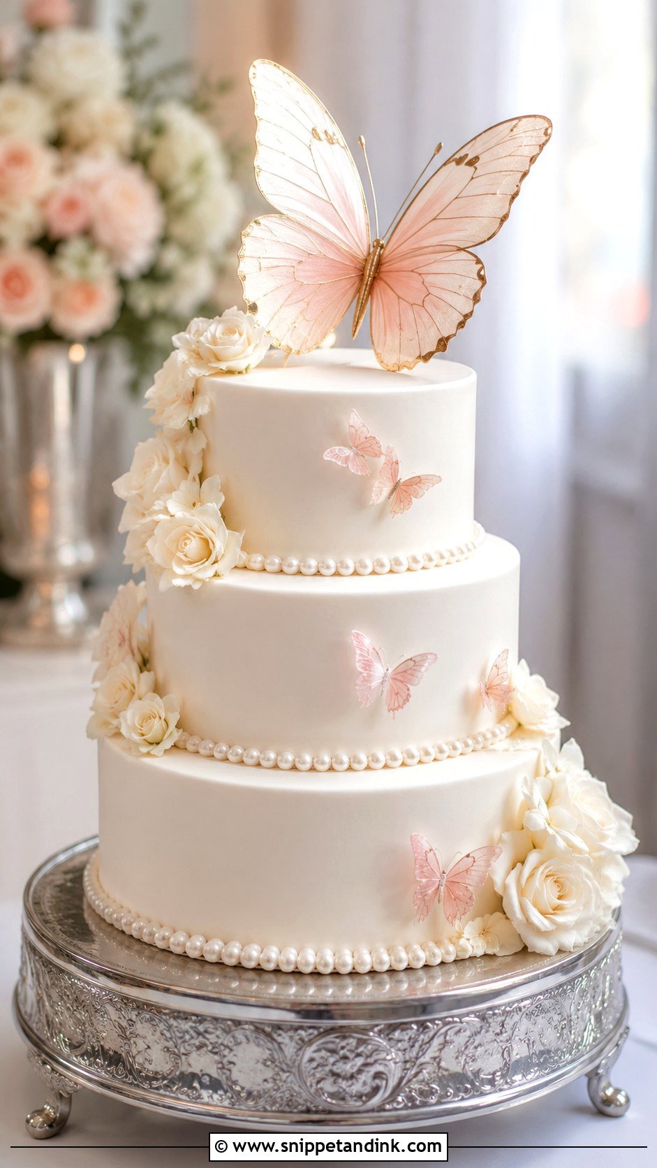 Butterfly Wedding Cake With Topper - Snippet and Ink - 20 Cake Ideas with Butterfly for Wedding