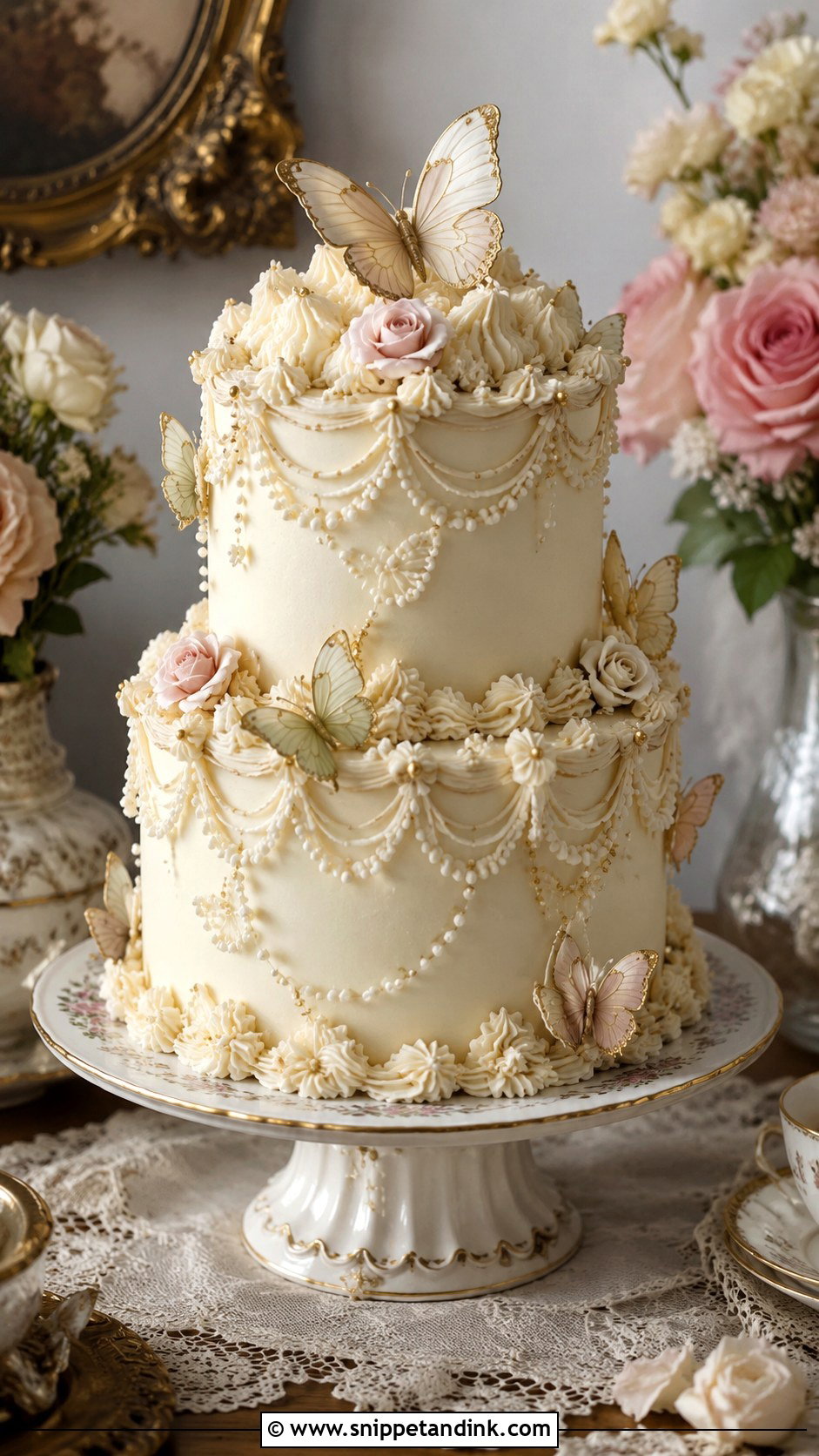 Butterfly Wedding Cake With Vintage Style - Snippet and Ink - 20 Butterfly Cake Ideas for Wedding