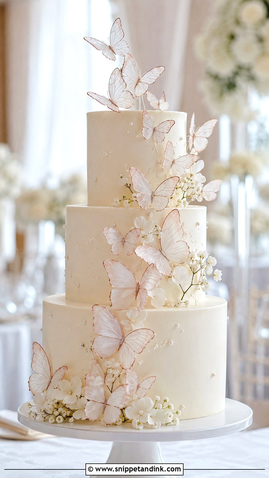 Butterfly Wedding Cake With Wafer Paper Butterflies - Snippet and Ink - 20 Butterfly Cake Ideas for Wedding