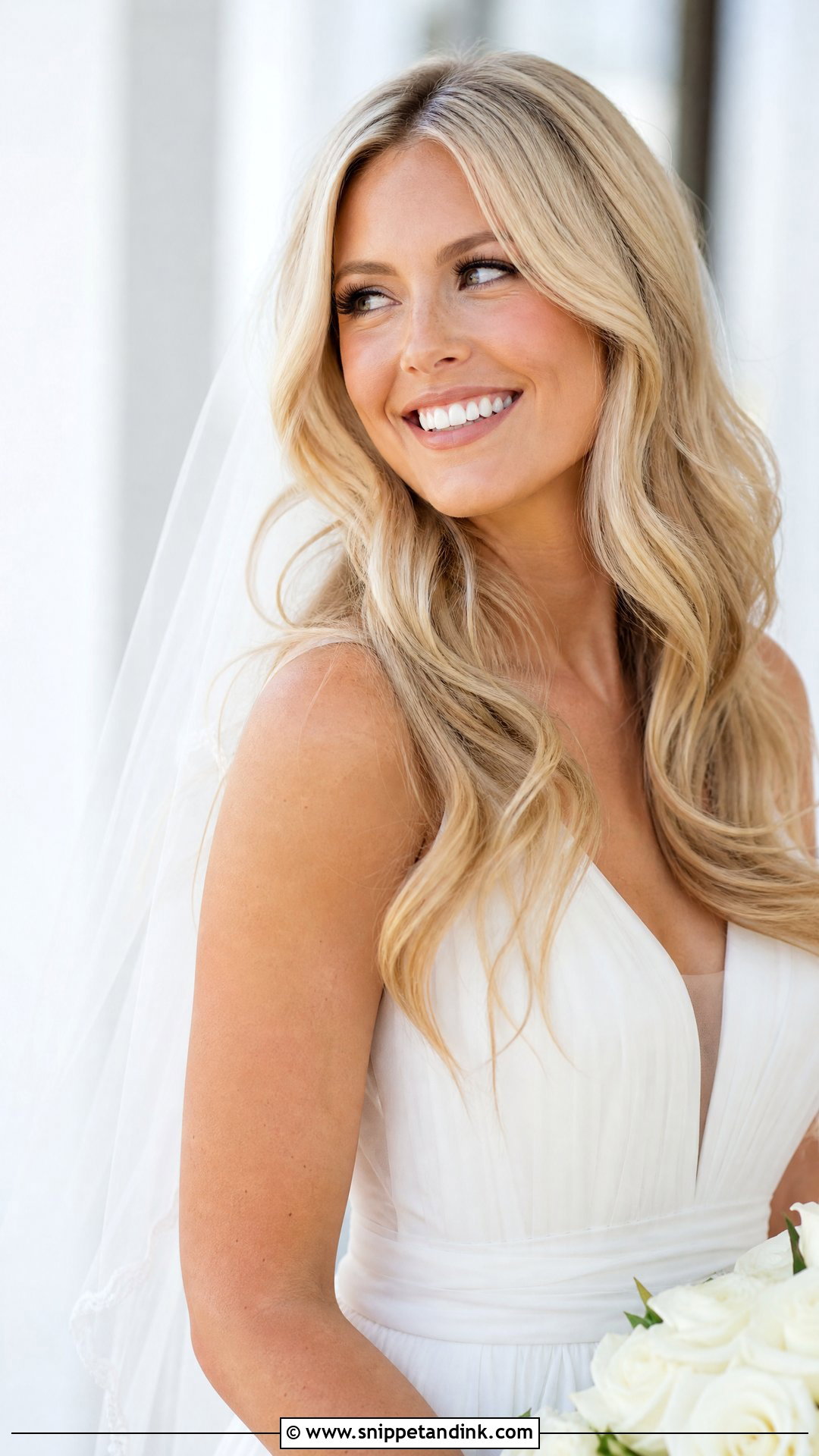 Buttery Blonde Long Layers Down - Snippet and Ink - 20 Blonde Hair Bride Ideas