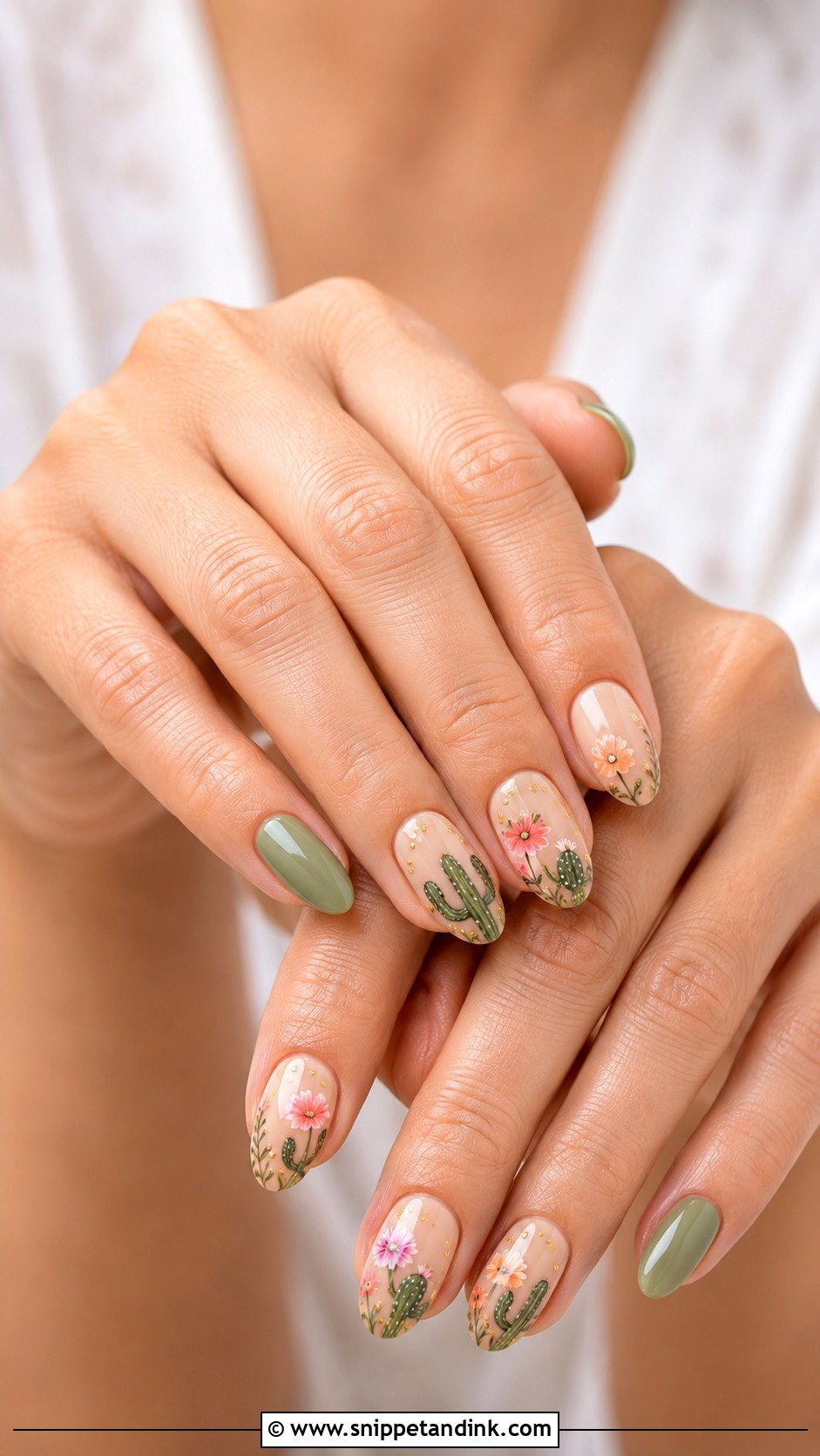 Cactus Flower Wedding Nails - Snippet and Ink - 20 Mexican Wedding Nails
