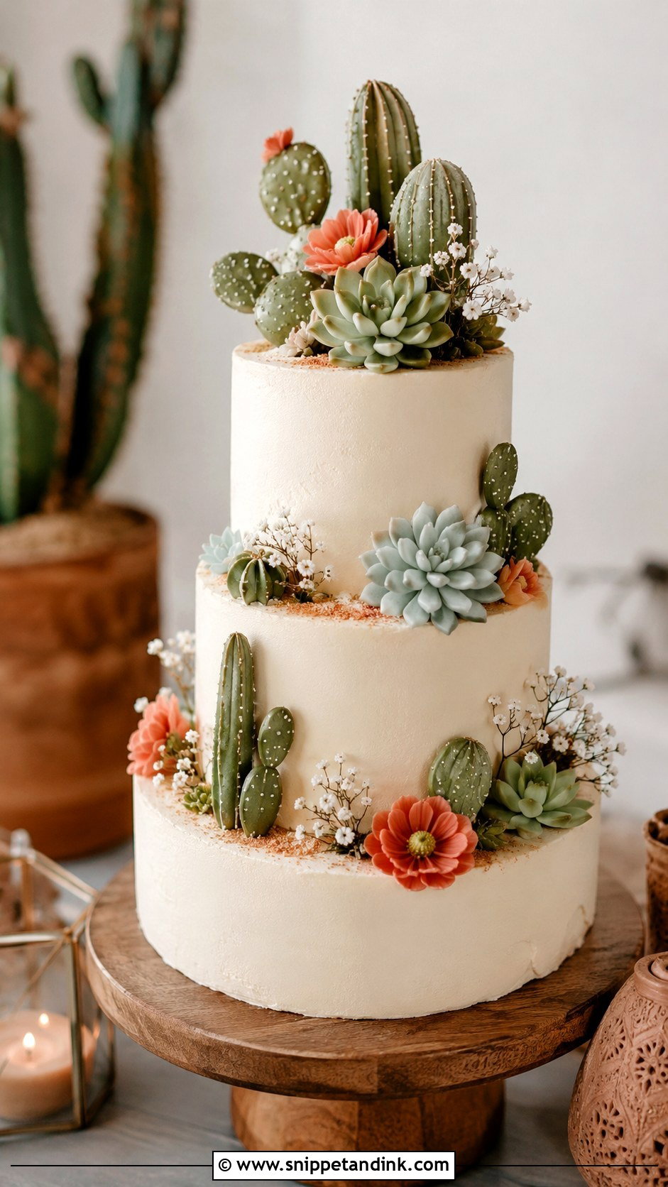 Cactus Wedding Cake - Snippet and Ink - 20 Mexican Inspired Wedding Cake Ideas
