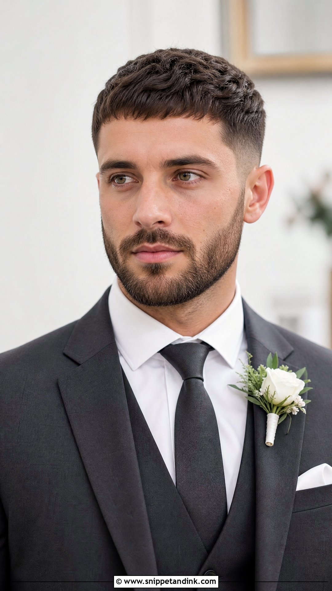 Caesar Cut With Beard - Snippet and Ink - 20 Groom Hairstyle Men Wedding with Beard Ideas