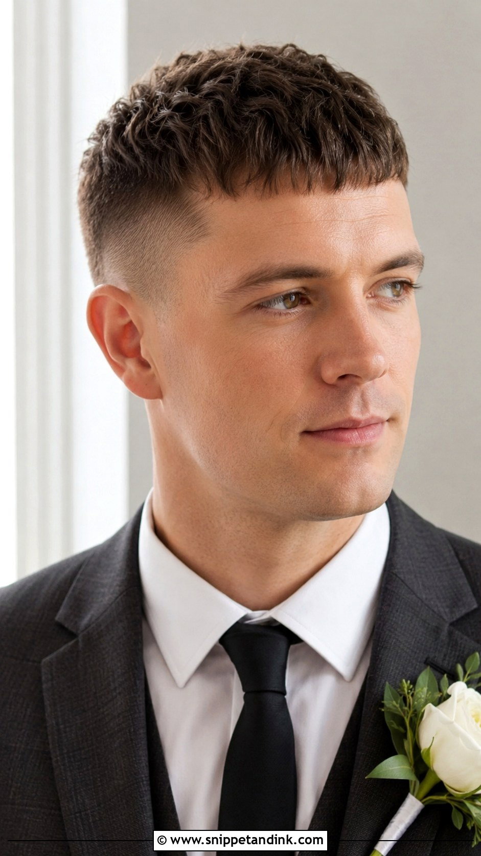 Caesar Cut for Grooms - Snippet and Ink - 20 Mens Wedding Hairstyles