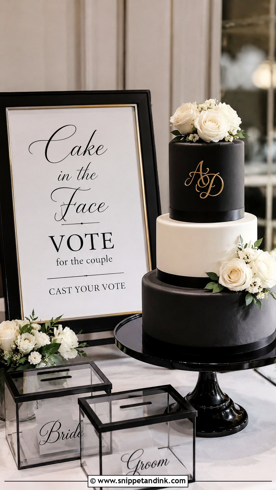 Cake In The Face Wedding Sign With Black Tie Wedding Style - Snippet and Ink - 25 Cake in the Face Wedding Sign