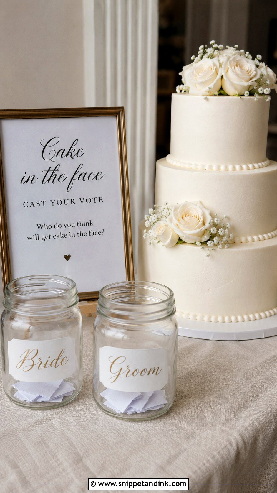 Cake In The Face Wedding Sign With Bride And Groom Jars - Snippet and Ink - 25 Cake in the Face Wedding Sign