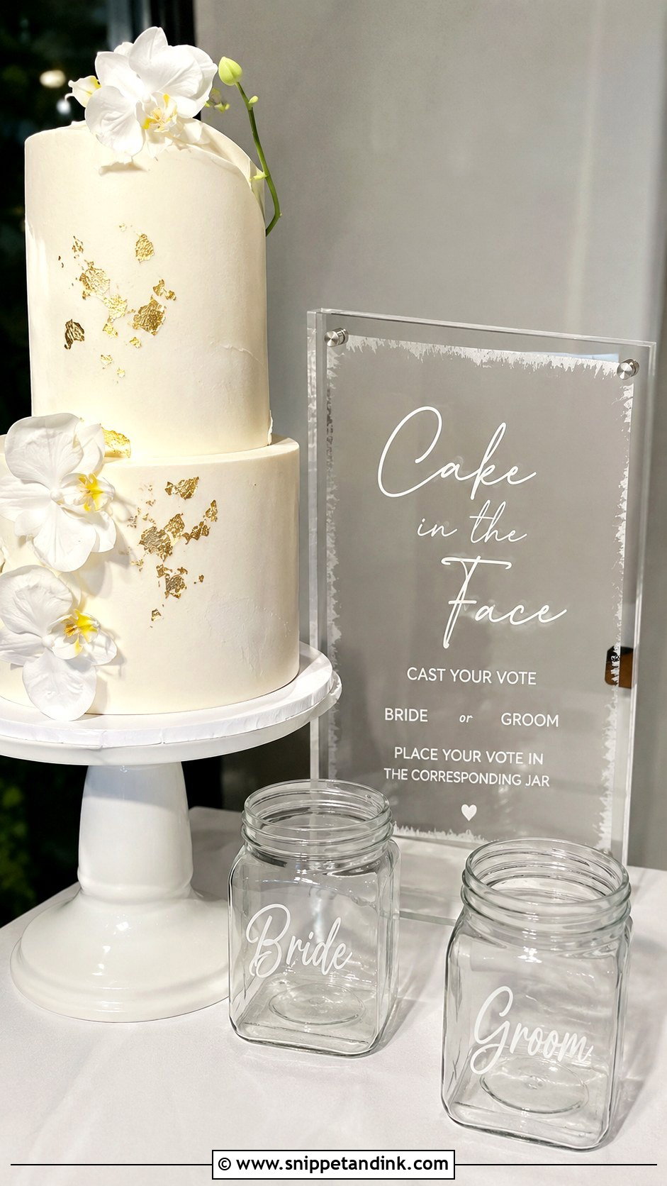 Cake In The Face Wedding Sign With Clear Acrylic Frame - Snippet and Ink - 25 Cake in the Face Wedding Sign