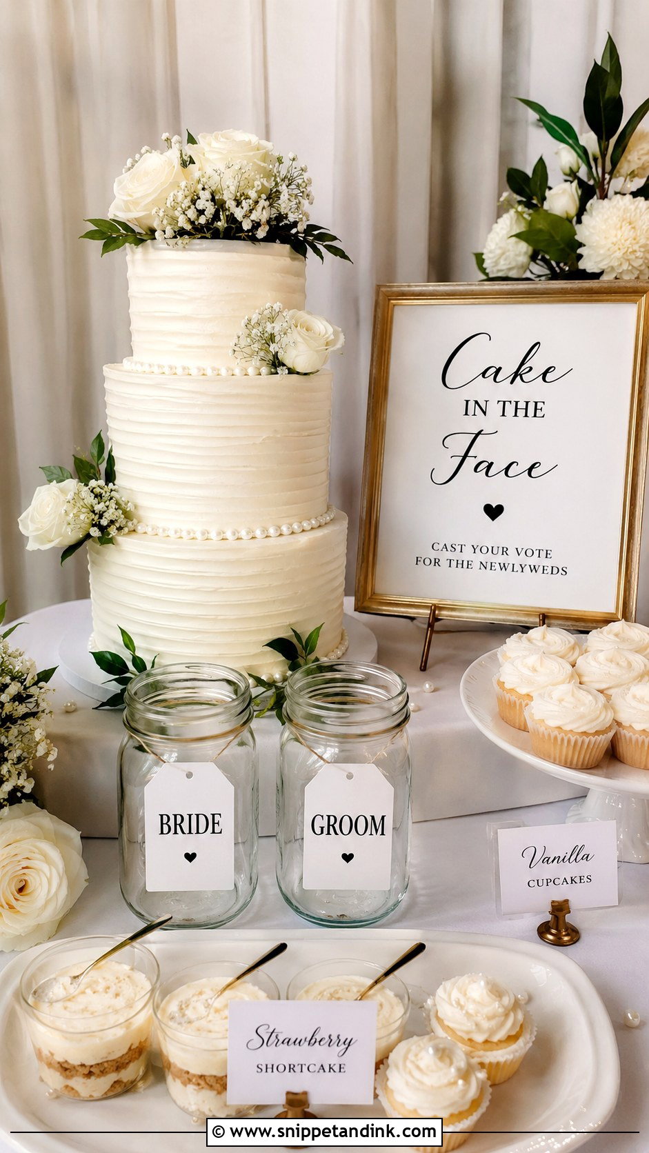 Cake In The Face Wedding Sign With Dessert Table Setup - Snippet and Ink - 25 Cake in the Face Wedding Sign