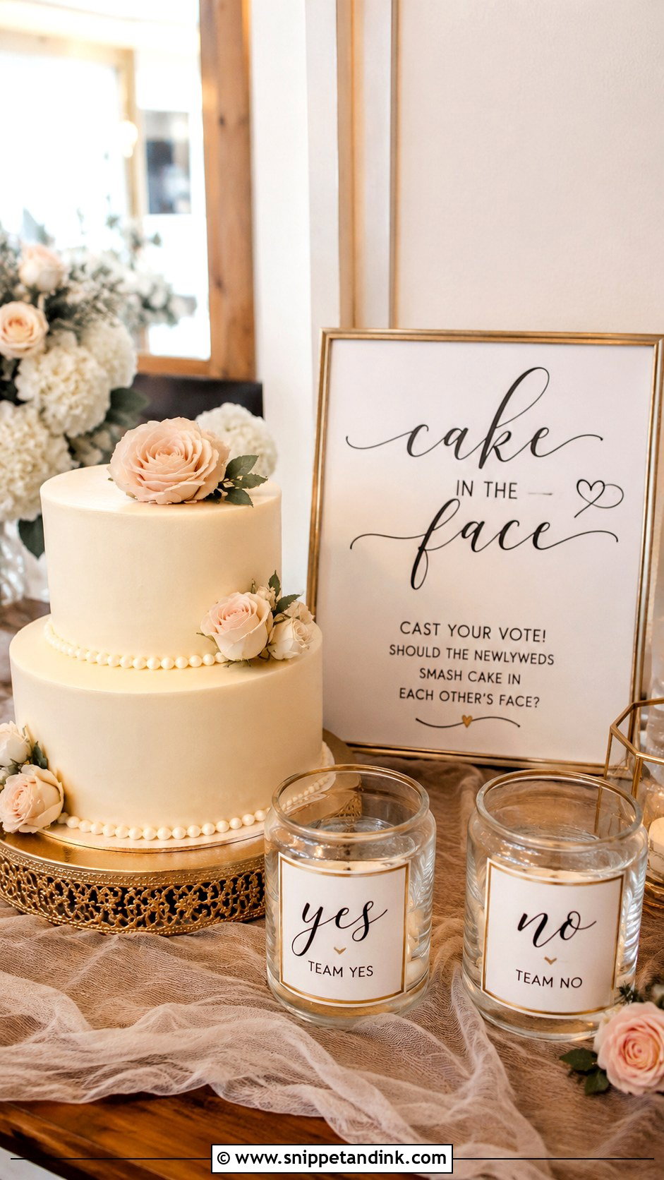 Cake In The Face Wedding Sign With Modern Script Font - Snippet and Ink - 25 Cake in the Face Wedding Sign