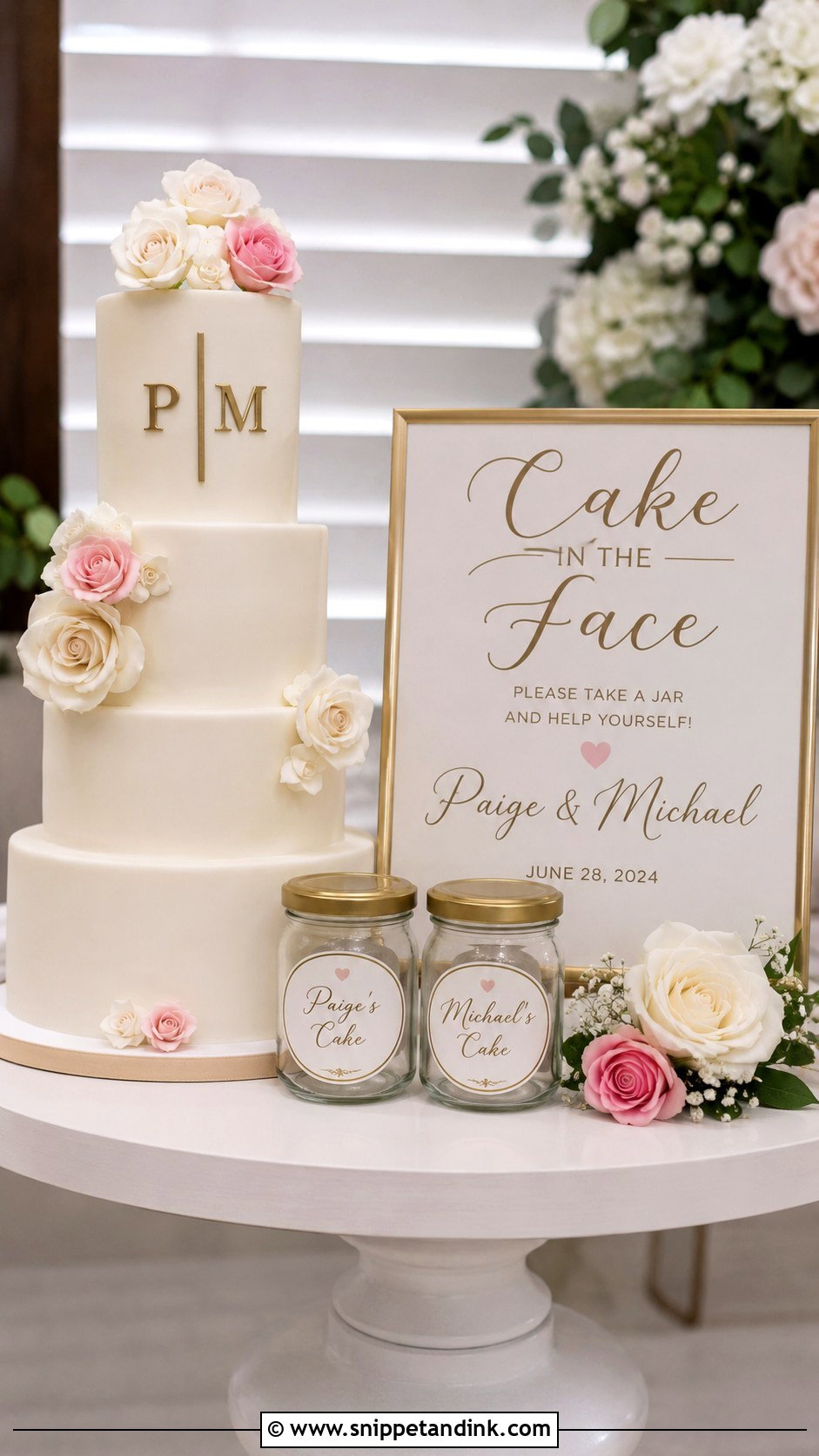 Cake In The Face Wedding Sign With Personalized Names - Snippet and Ink - 25 Cake in the Face Wedding Sign