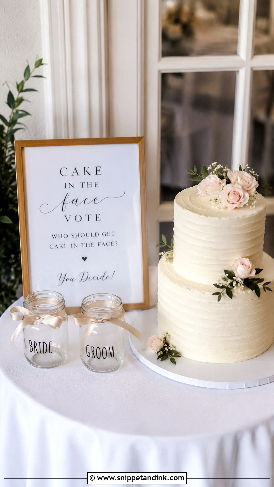 Cake In The Face Wedding Sign With Small Table Display - Snippet and Ink - 25 Cake in the Face Wedding Sign