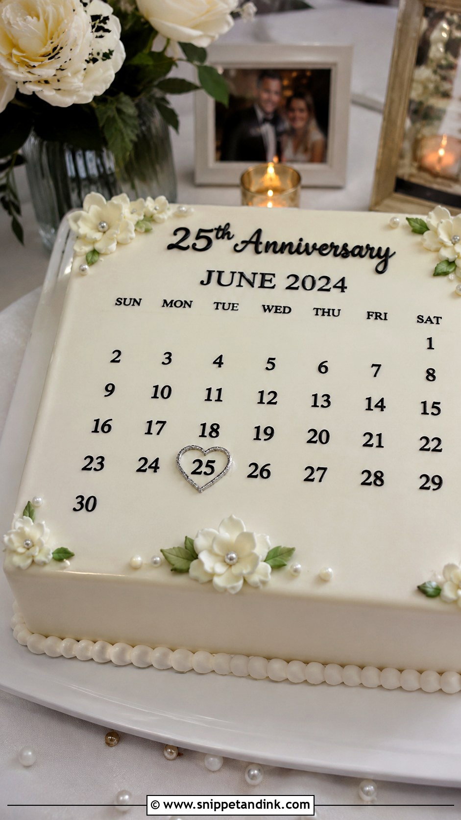 Calendar 25th Anniversary Cake - Snippet and Ink - 20 25th Anniversary Cake Design Ideas