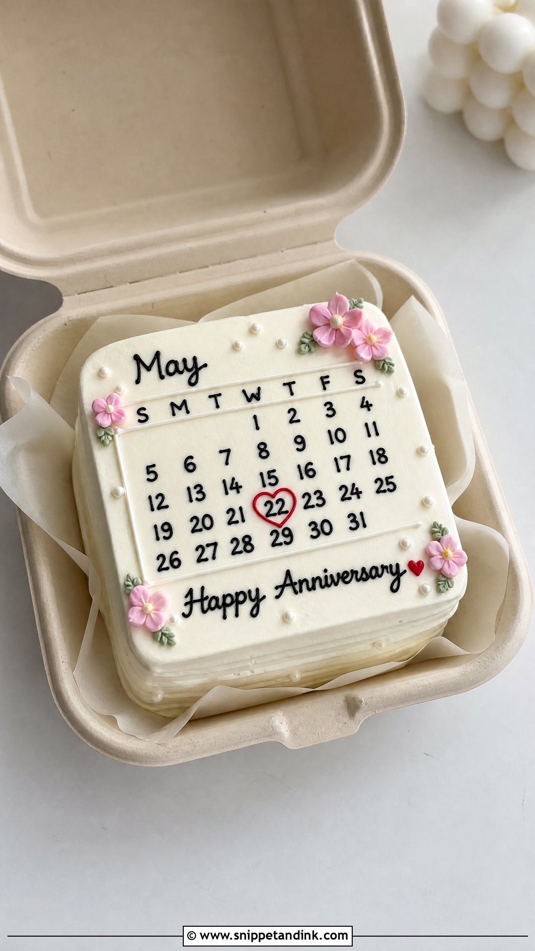 Calendar Anniversary Bento Cake - Snippet and Ink - 20 Wedding Anniversary Bento Cake Ideas