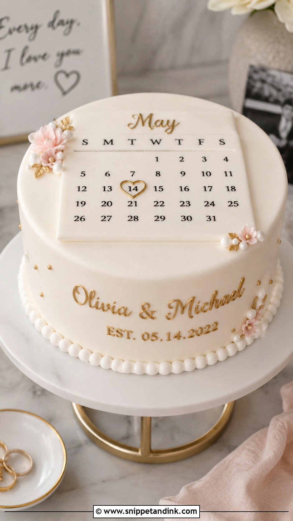 Calendar Anniversary Cake - Snippet and Ink - 20 Couple Anniversary Cake Ideas