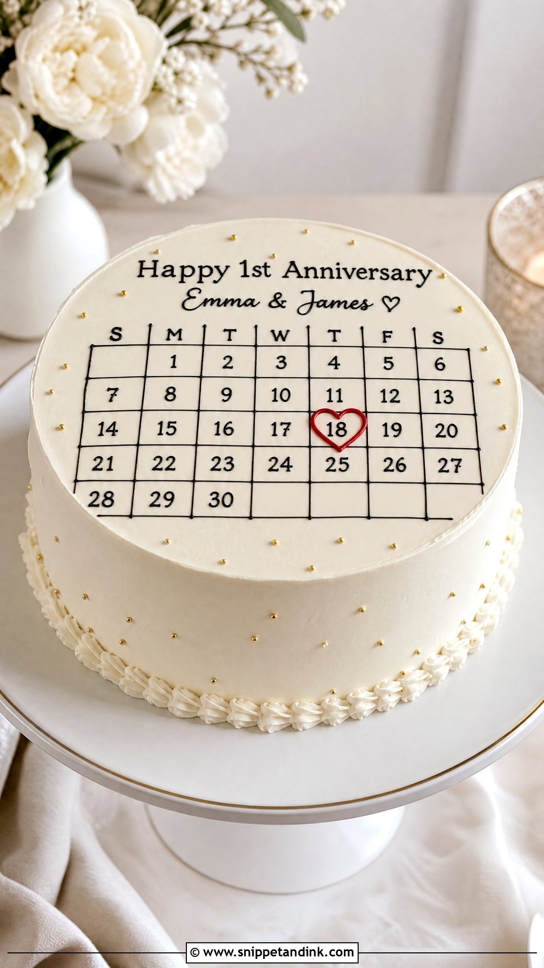 Calendar Date Anniversary Cake - Snippet and Ink - 25 Couple 1st Anniversary Cake Ideas