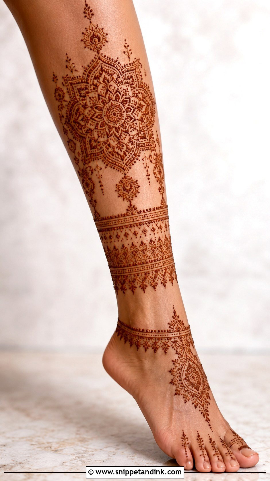 Calf Leg Mehndi Design - Snippet and Ink - 35 Leg Mehndi Design Ideas