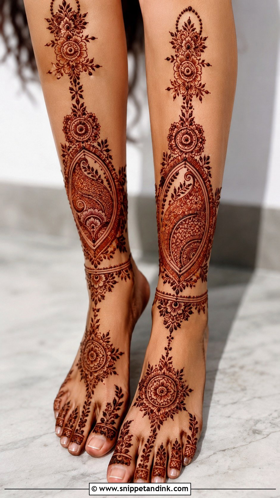 Calf Mehndi Design - Snippet and Ink - 35 Legs Mehndi Design Ideas
