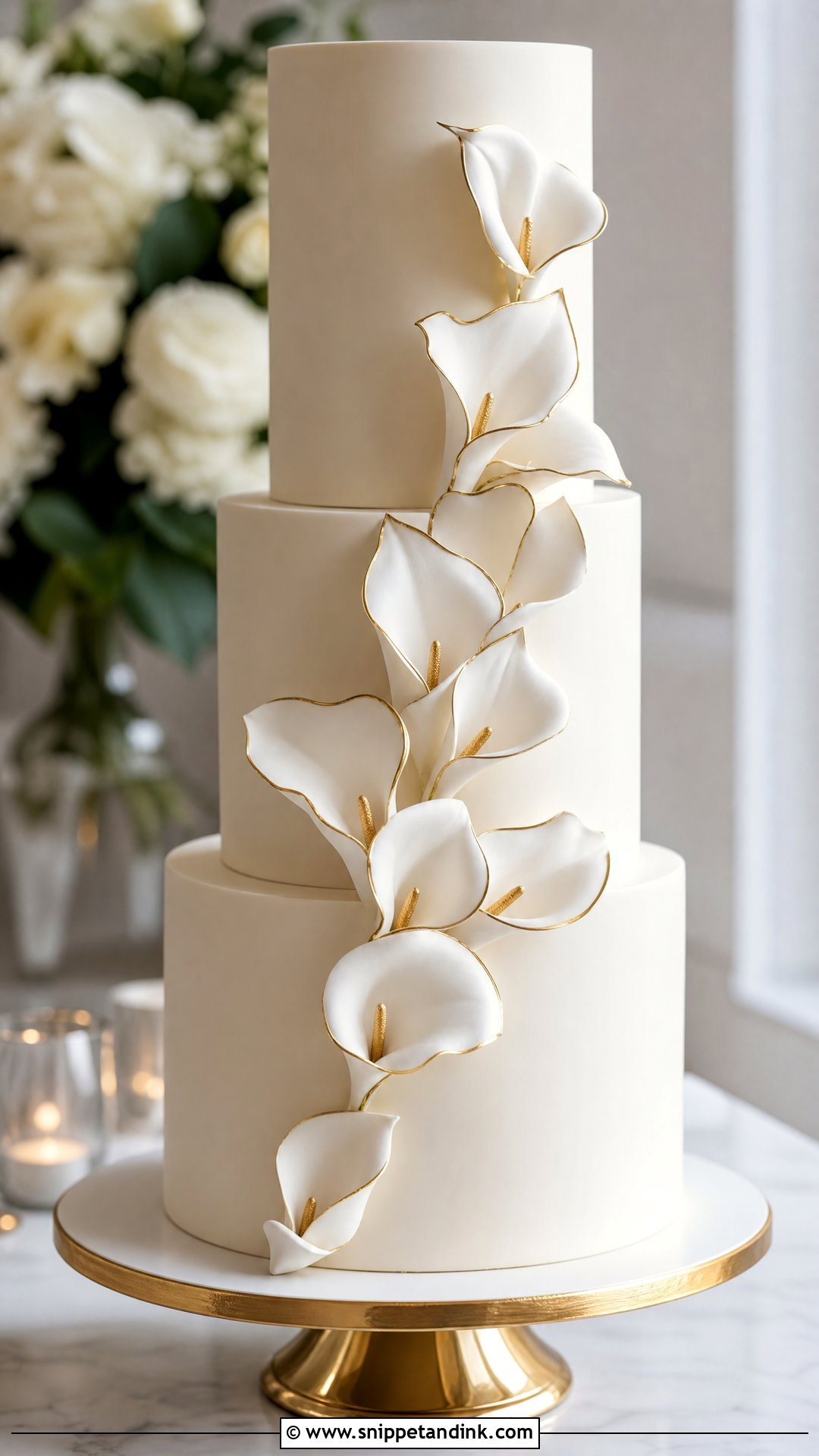 Calla Lily Wedding Cake - Snippet and Ink - 25 Lily Flower Cake Ideas for Wedding